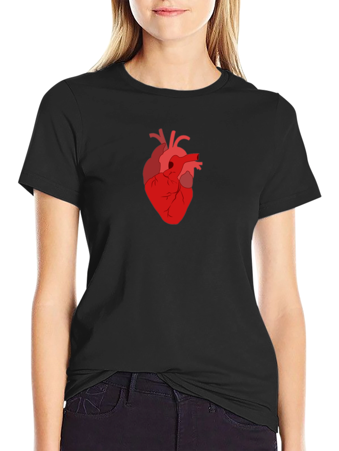 Anatomical Heart Graphic Tee - Black Cotton T-Shirt