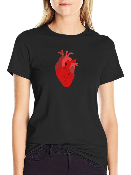 Anatomical Heart Graphic Tee - Black Cotton T-Shirt