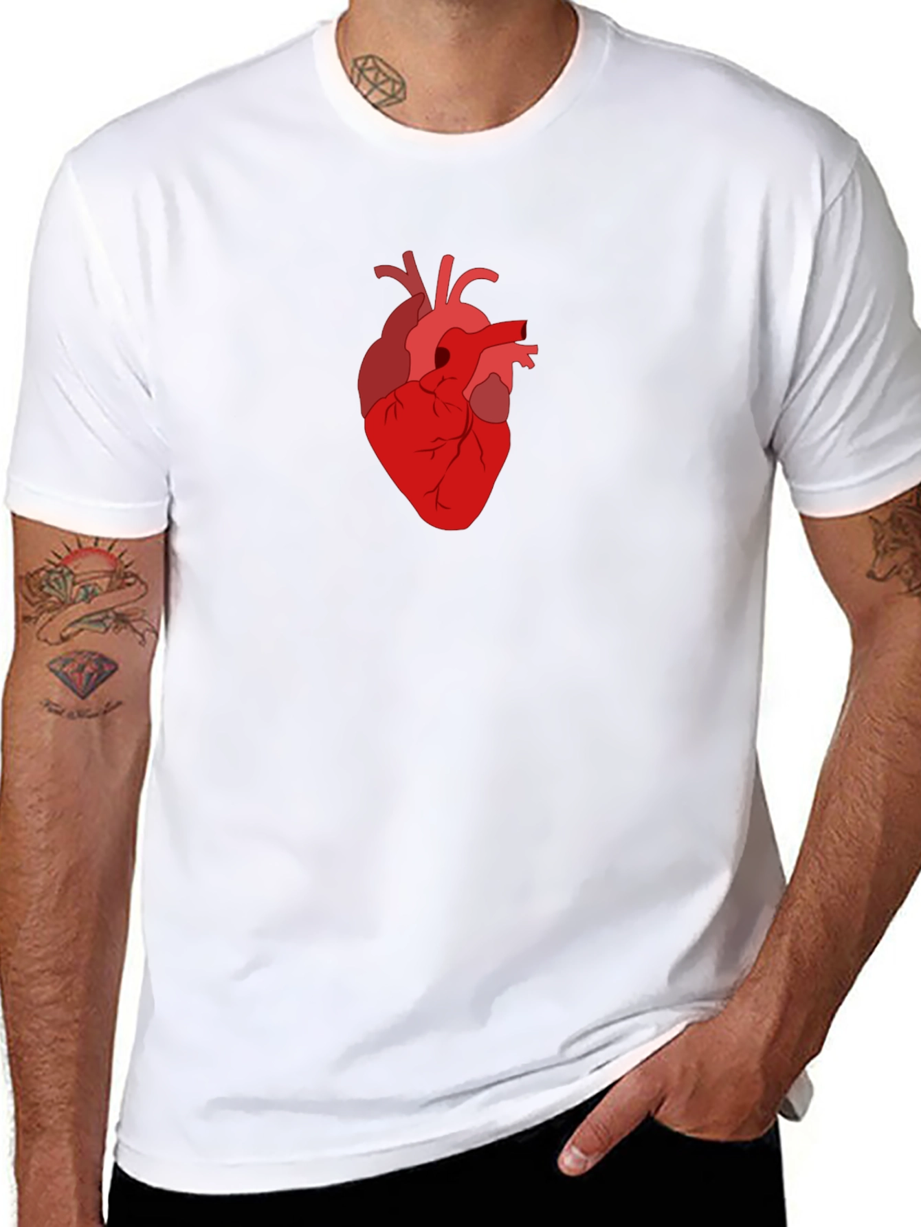 Anatomical Heart Graphic Tee - Black Cotton T-Shirt