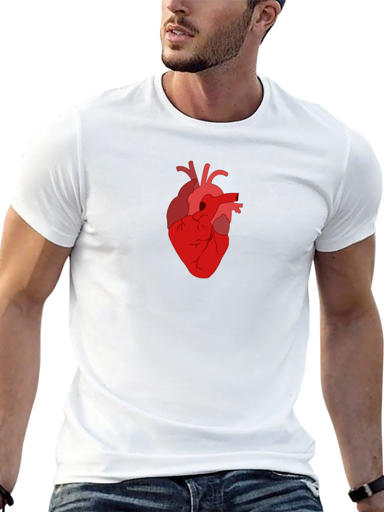 Anatomical Heart Graphic Tee - Black Cotton T-Shirt
