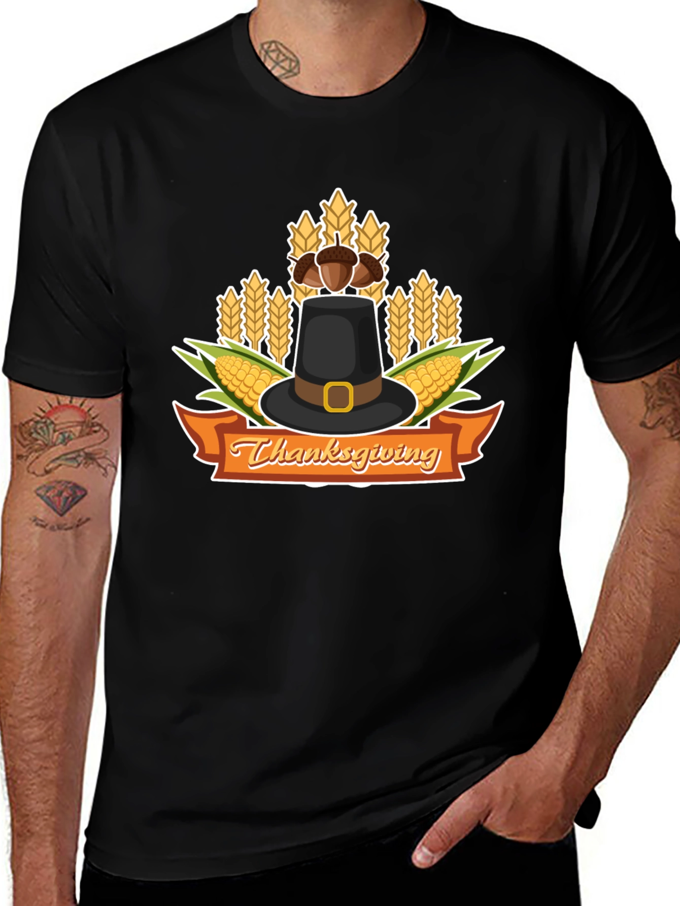 Thanksgiving Graphic T-Shirt Holiday Pilgrims Tee