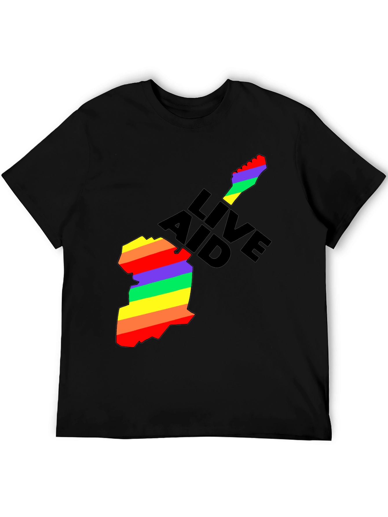Live Aid Rainbow Guitar Graphic T-Shirt
