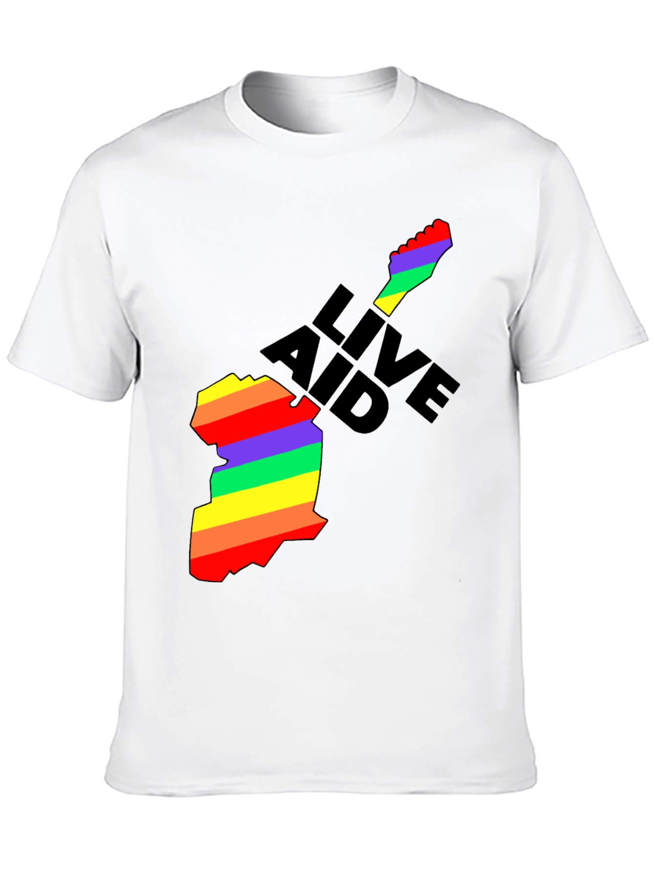 Live Aid Rainbow Guitar Graphic T-Shirt