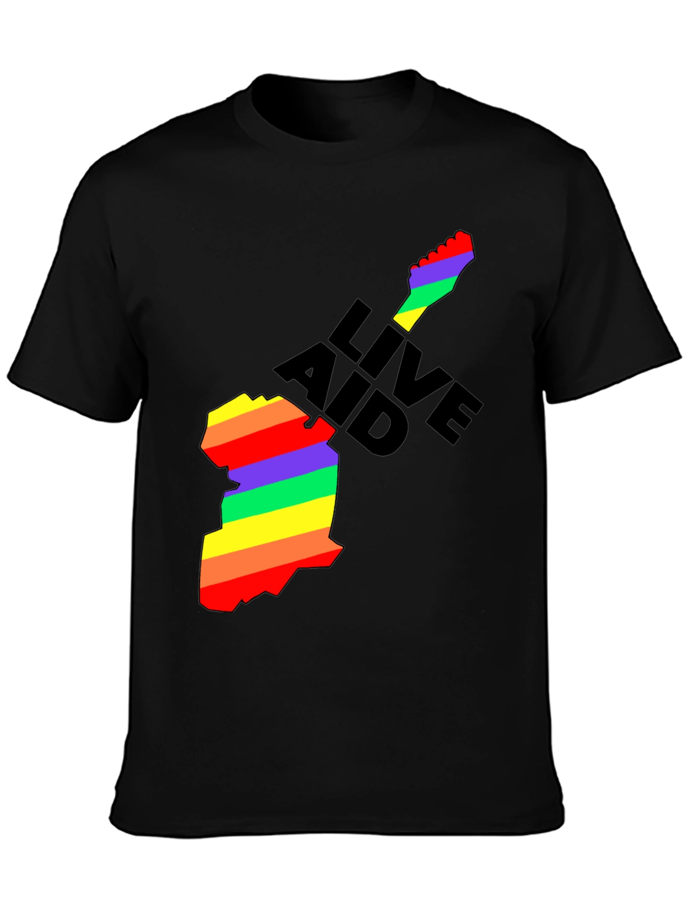 Live Aid Rainbow Guitar Graphic T-Shirt