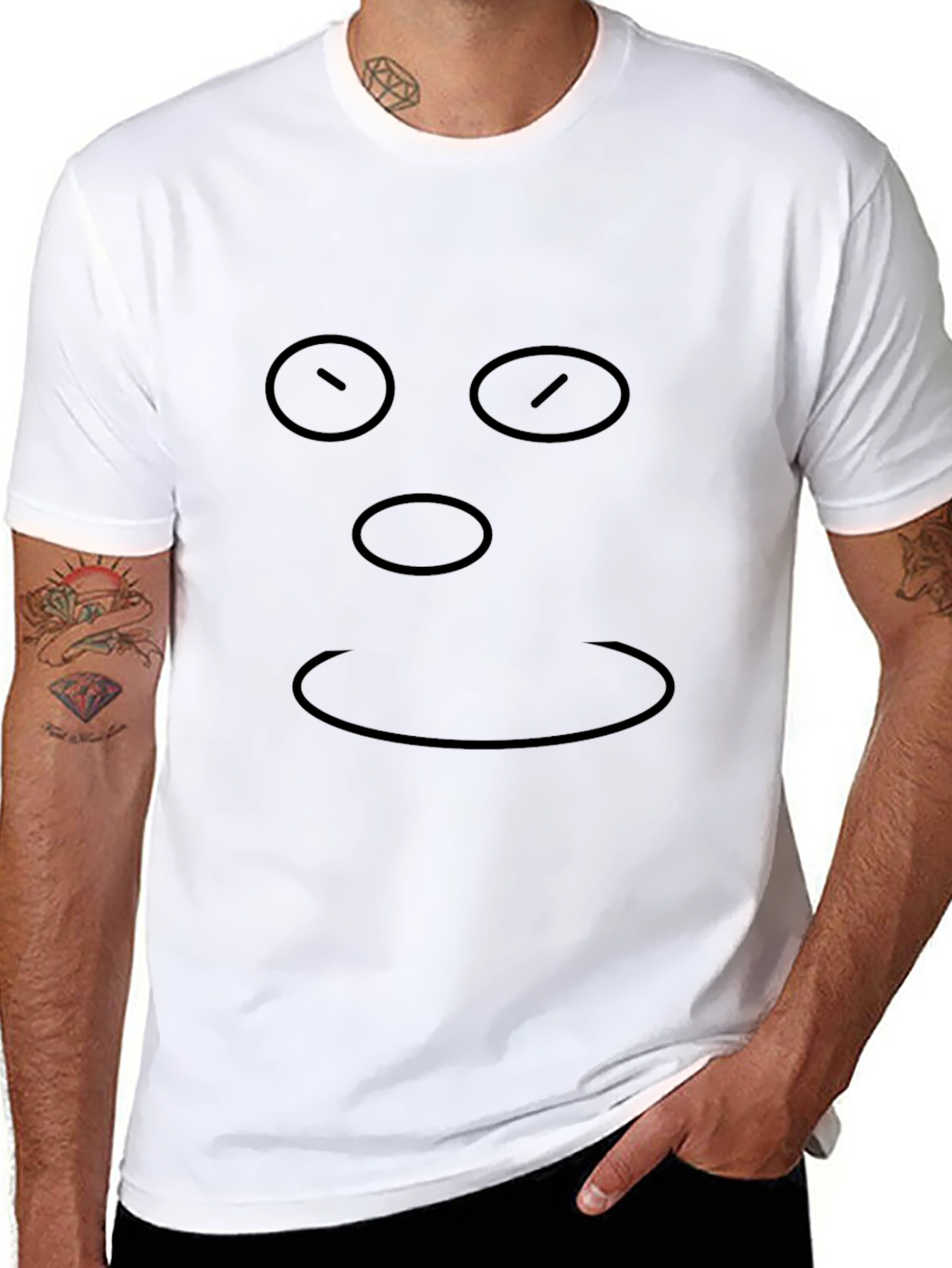 Minimalist Face Graphic Black T-Shirt