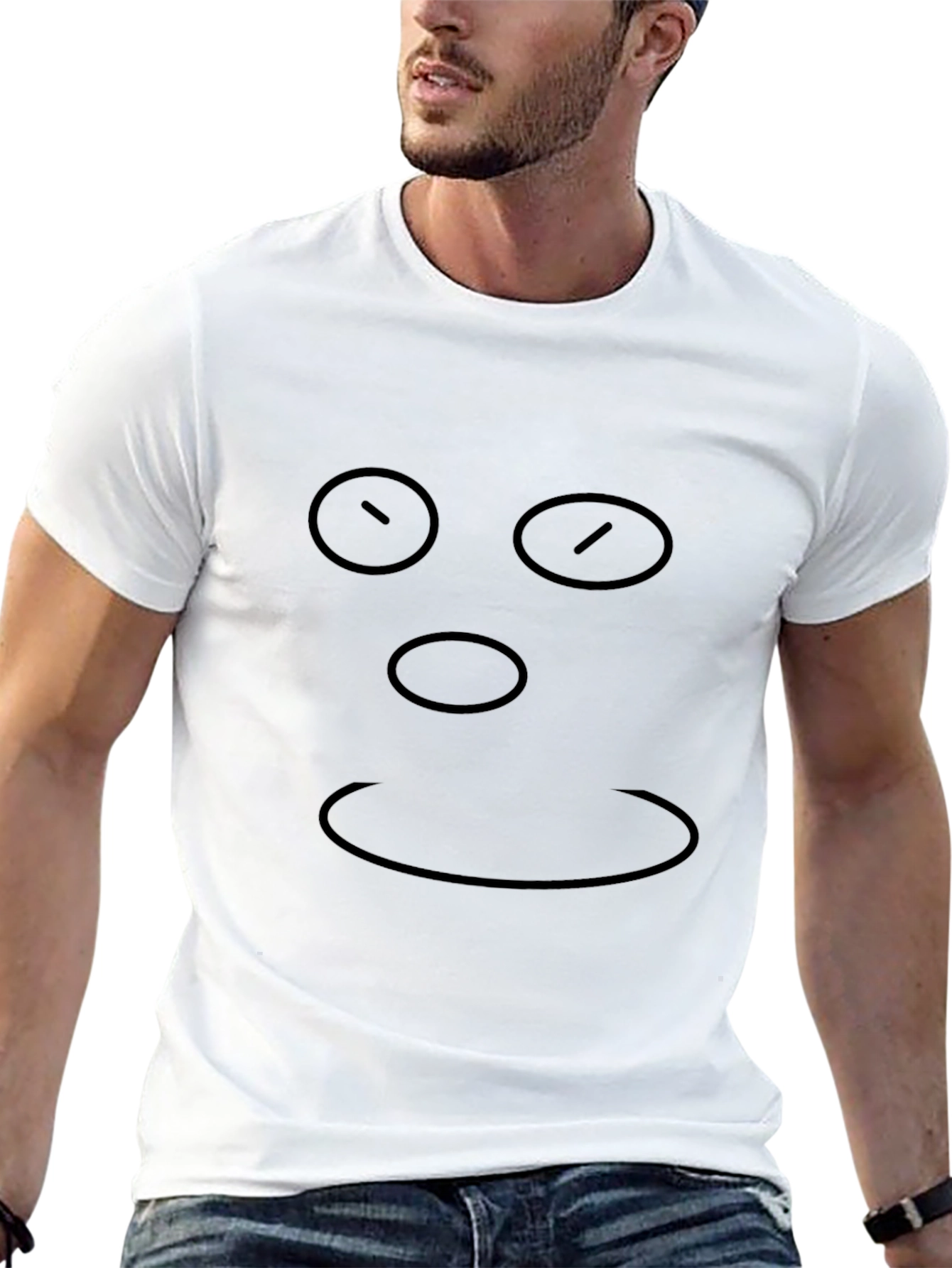 Minimalist Face Graphic Black T-Shirt