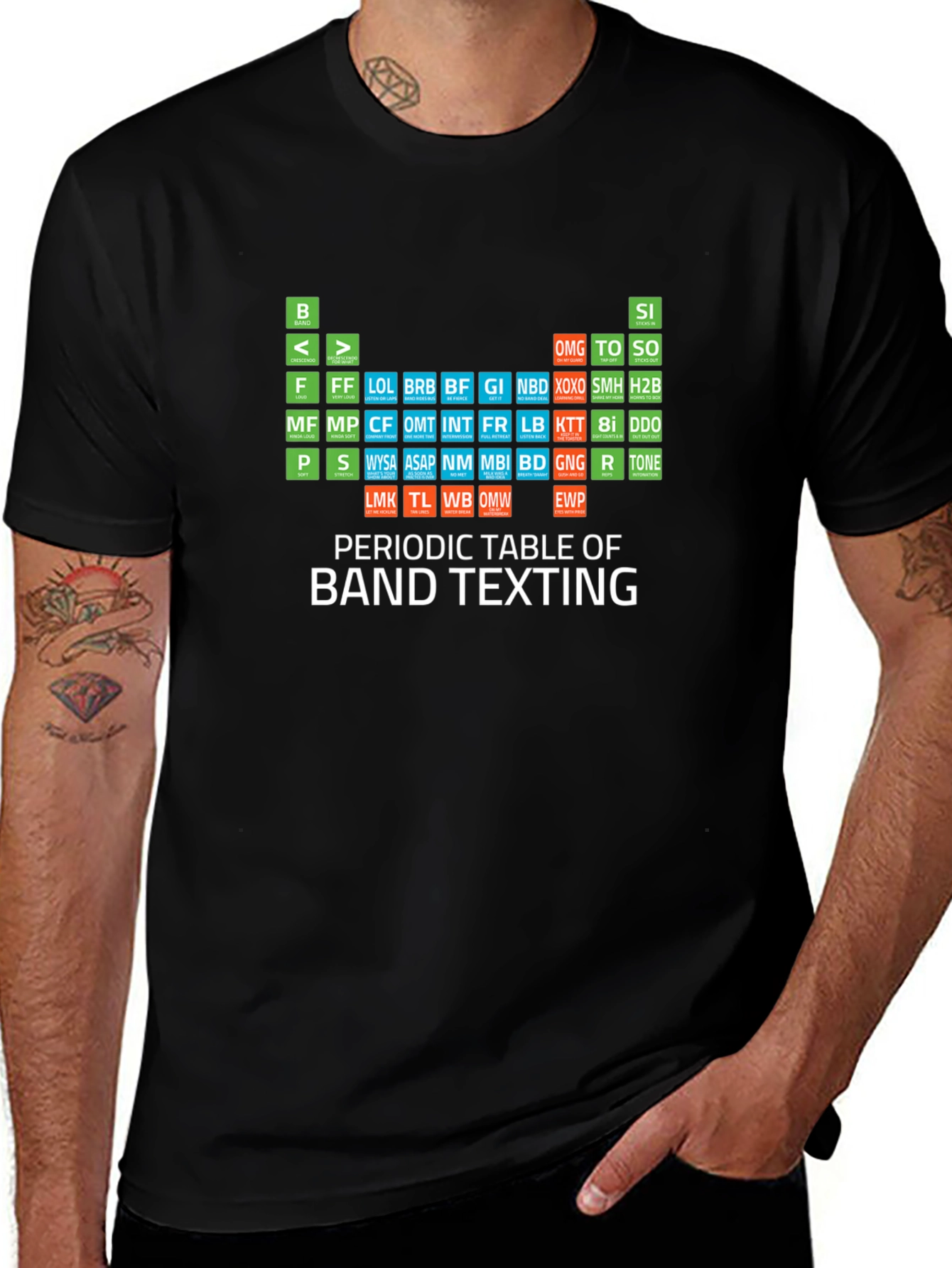 Periodic Table of Band Texting T-Shirt