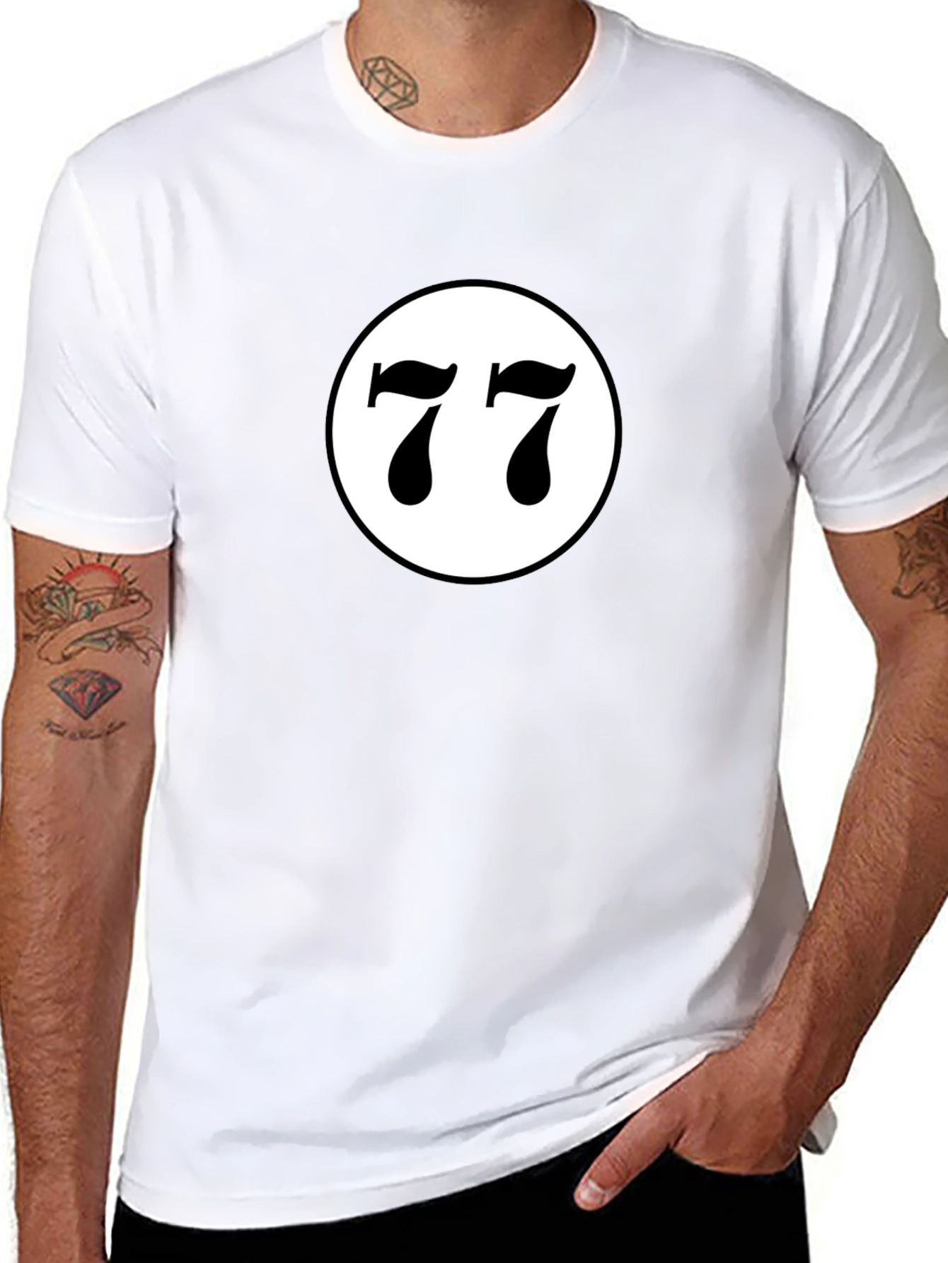 Lucky Number 77 Graphic T-Shirt - Black