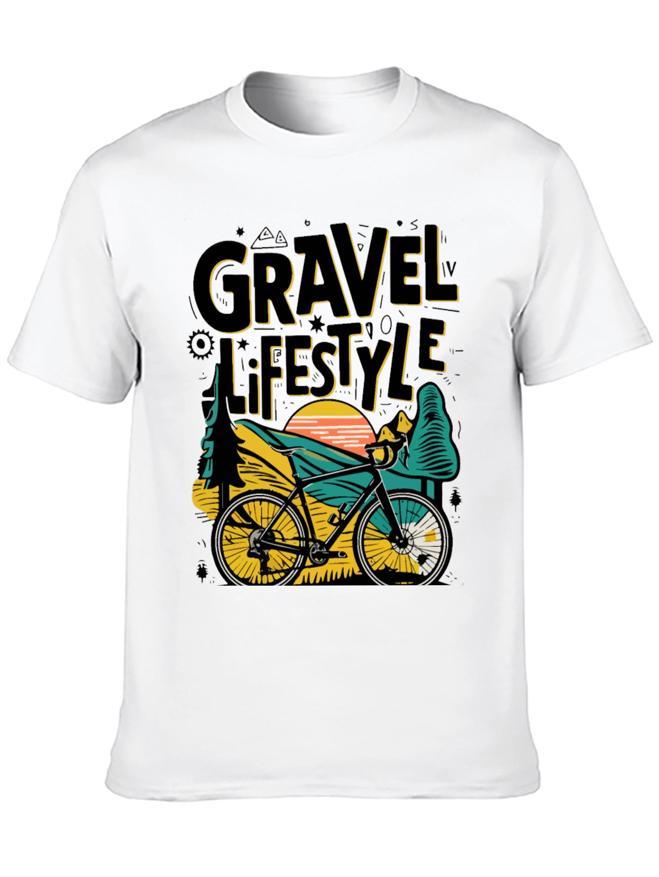 Gravel Lifestyle Black T-Shirt Cycling Adventure Tee