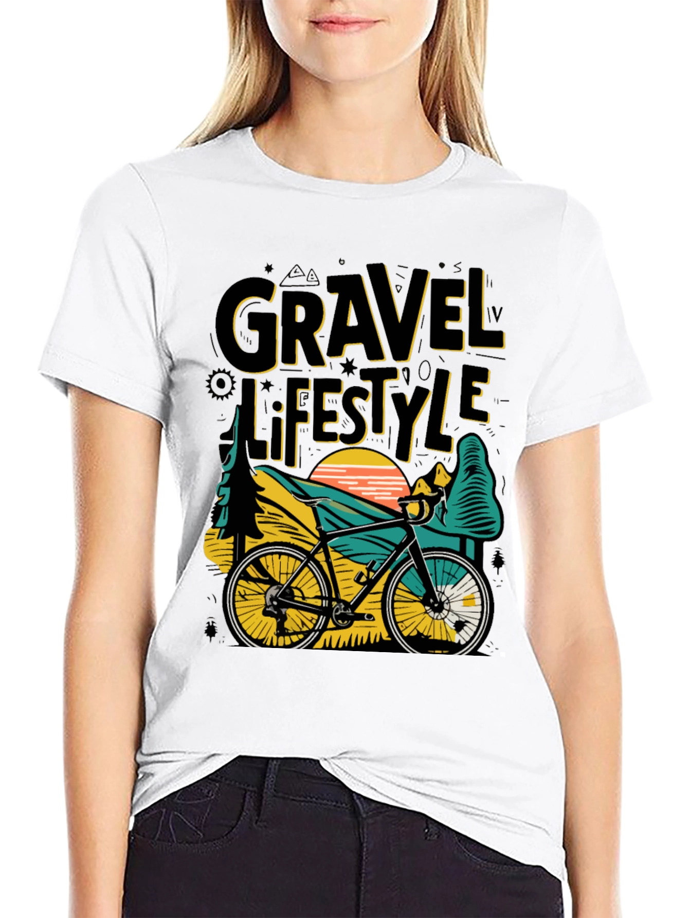 Gravel Lifestyle Black T-Shirt Cycling Adventure Tee