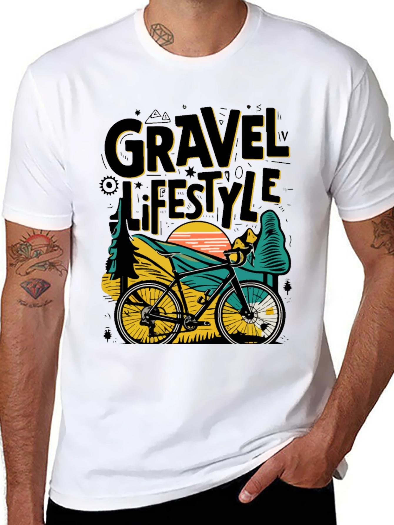 Gravel Lifestyle Black T-Shirt Cycling Adventure Tee