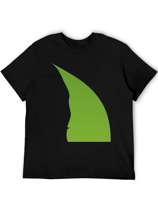 Abstract Green Silhouette on Black T-Shirt