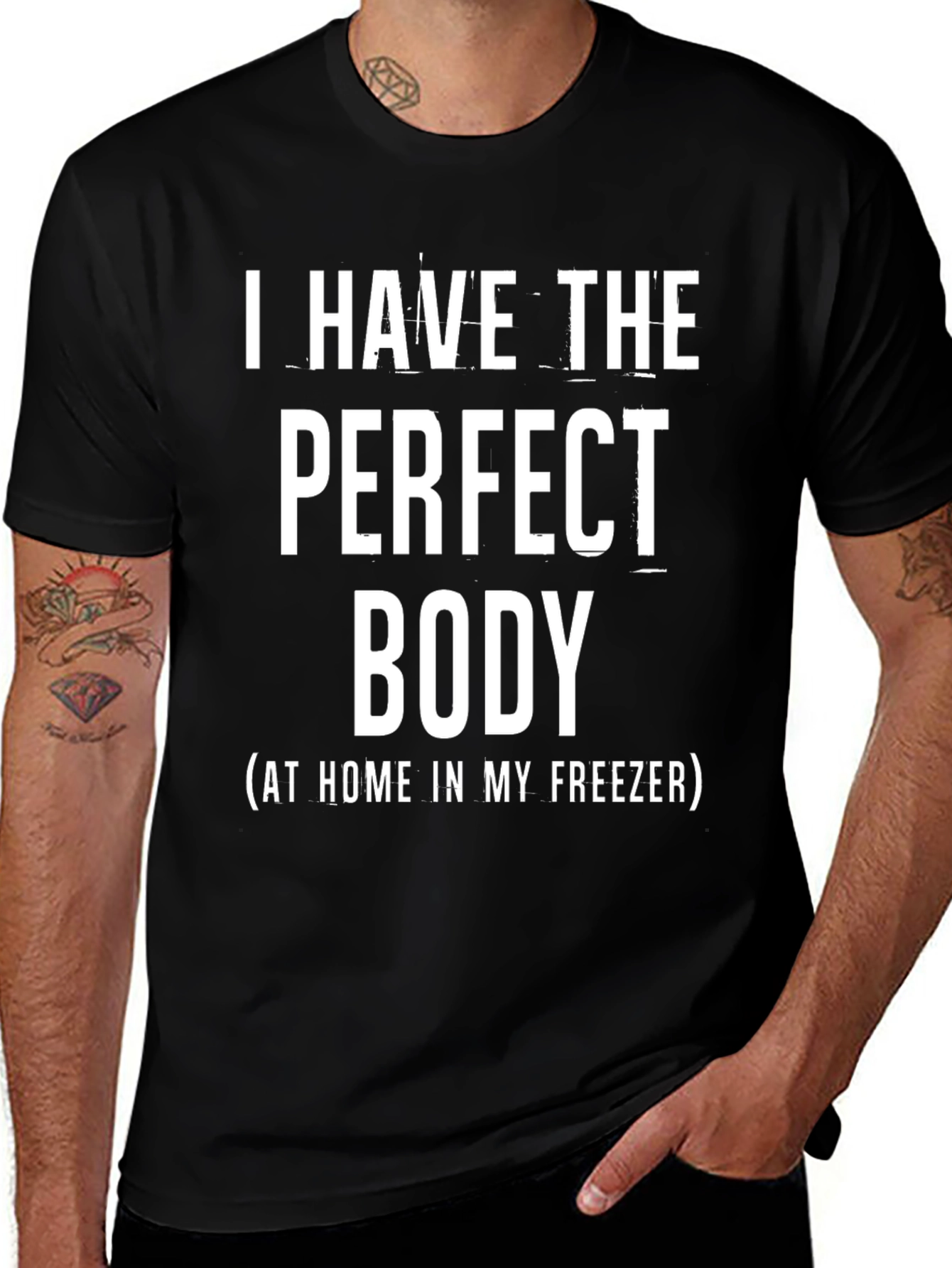 Funny Graphic Tee: Perfect Body in Freezer