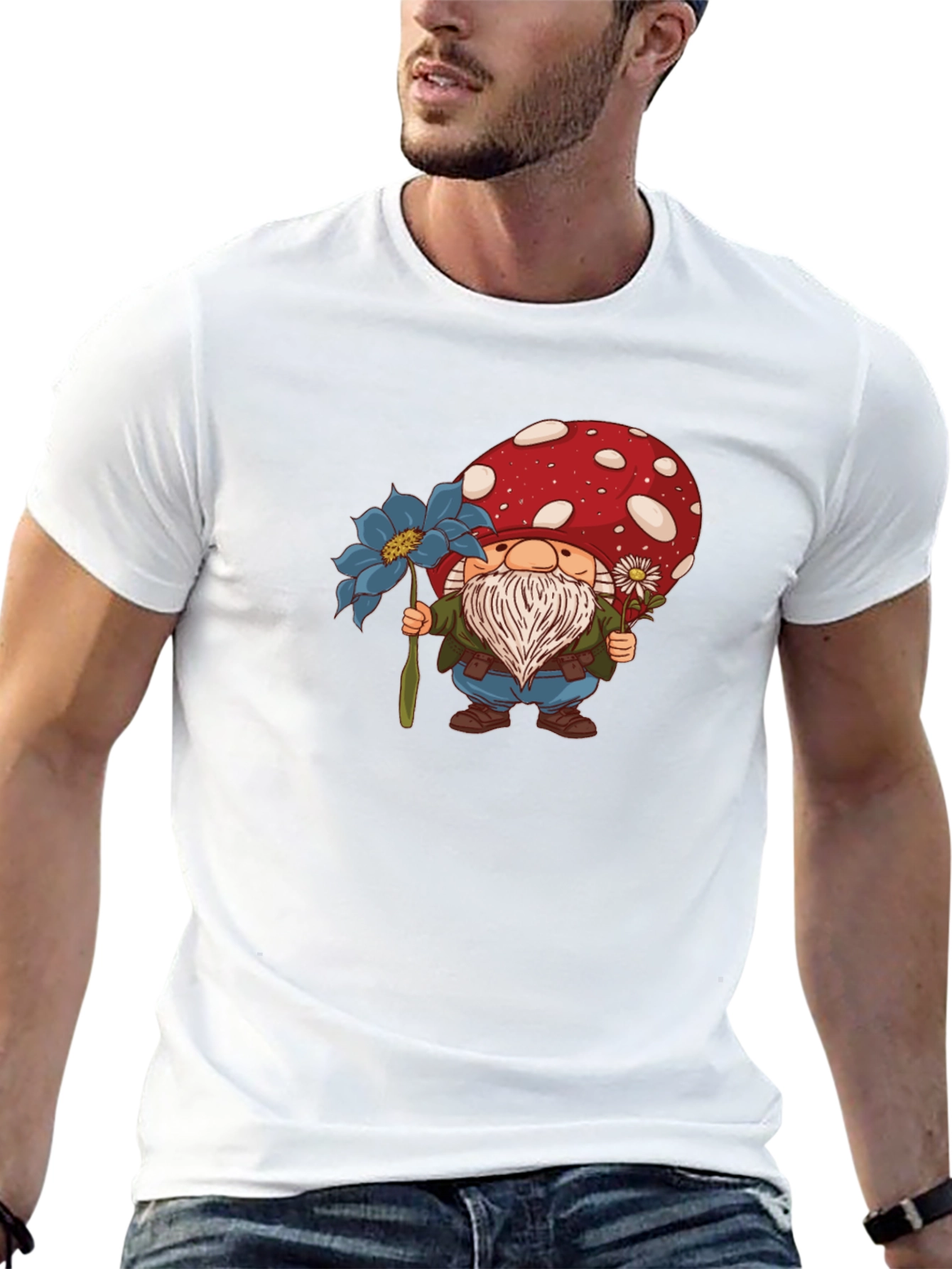 Mushroom Gnome T-Shirt - Whimsical Garden Style