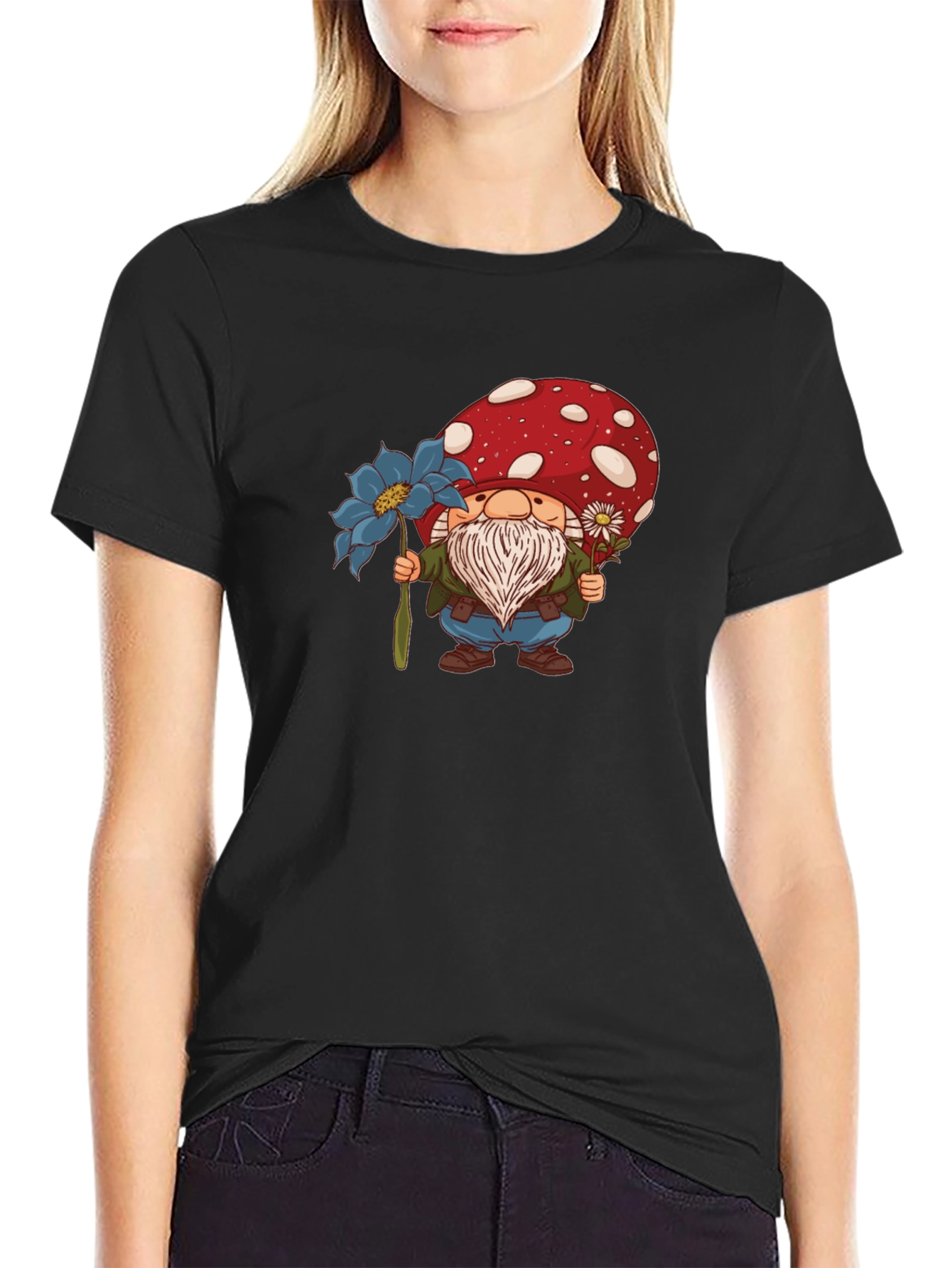 Mushroom Gnome T-Shirt - Whimsical Garden Style