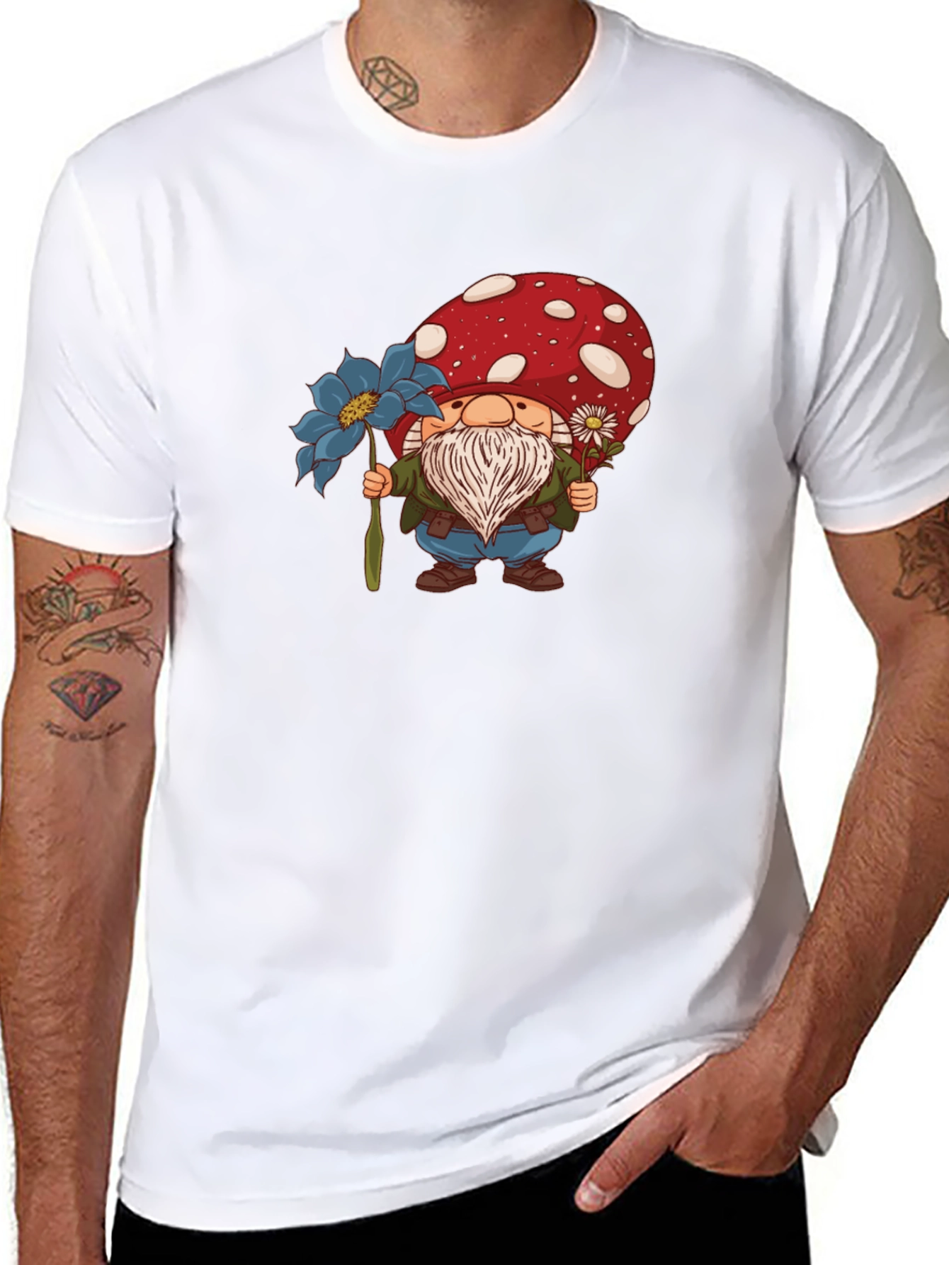 Mushroom Gnome T-Shirt - Whimsical Garden Style