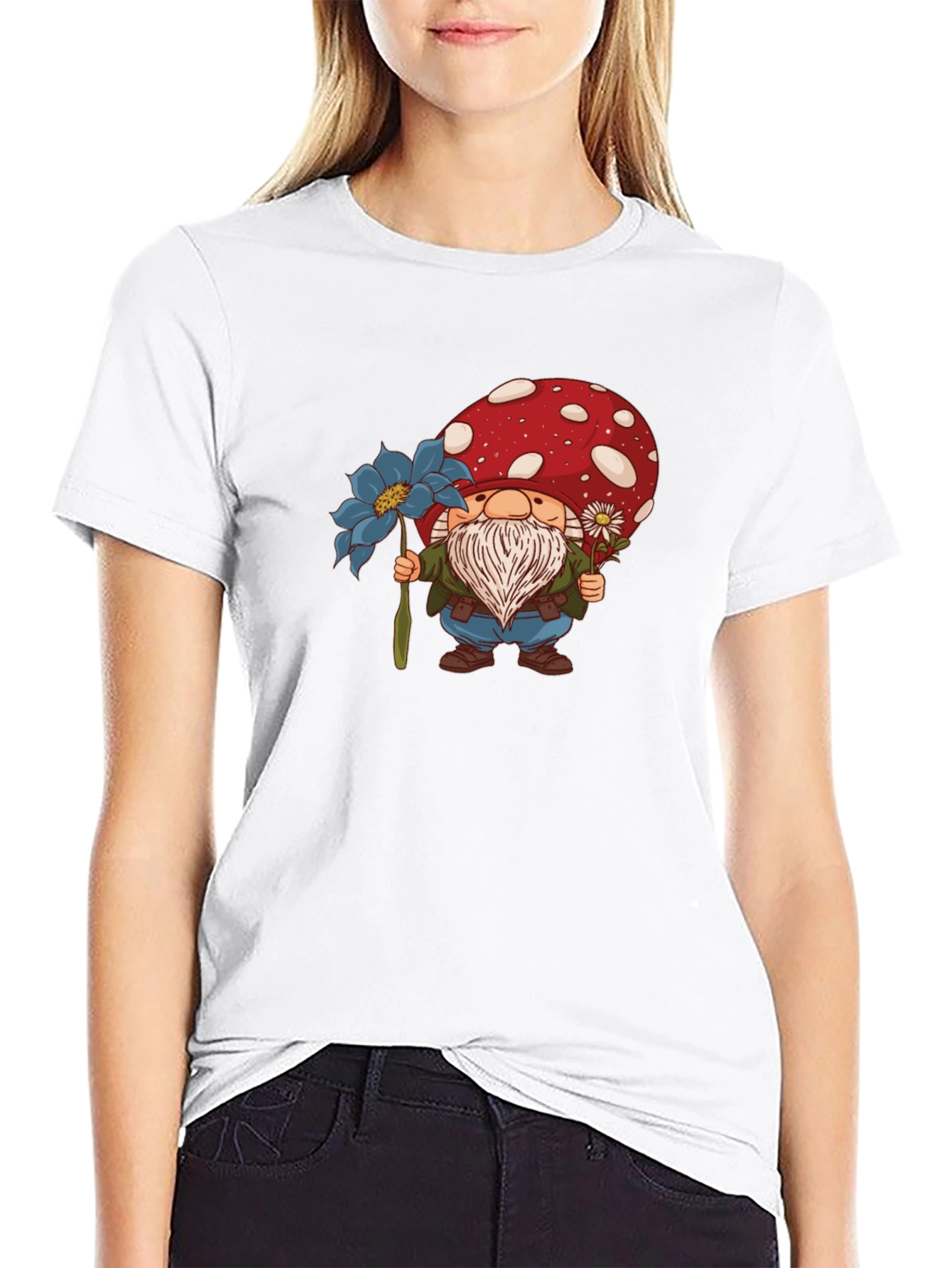 Mushroom Gnome T-Shirt - Whimsical Garden Style