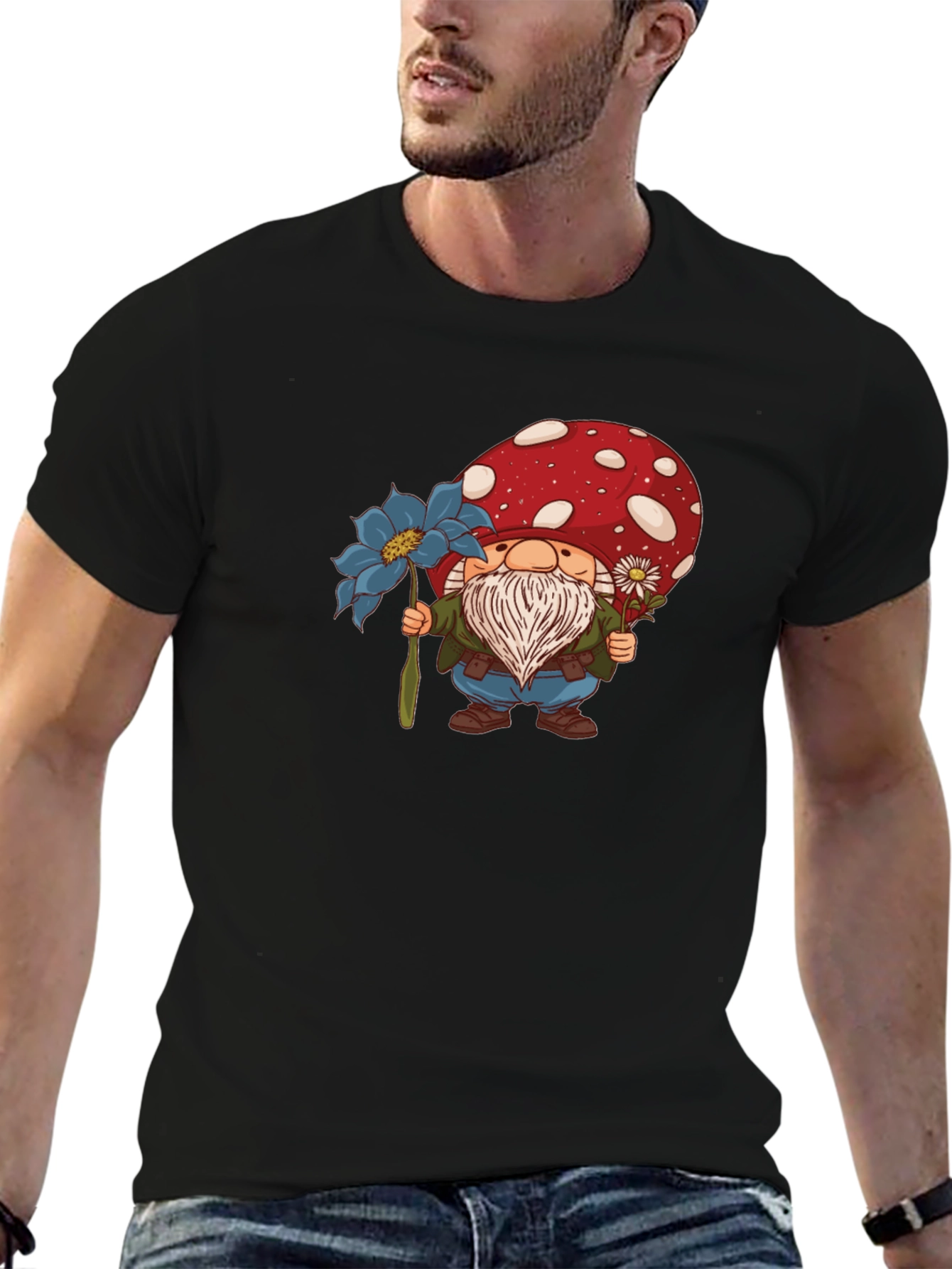 Mushroom Gnome T-Shirt - Whimsical Garden Style