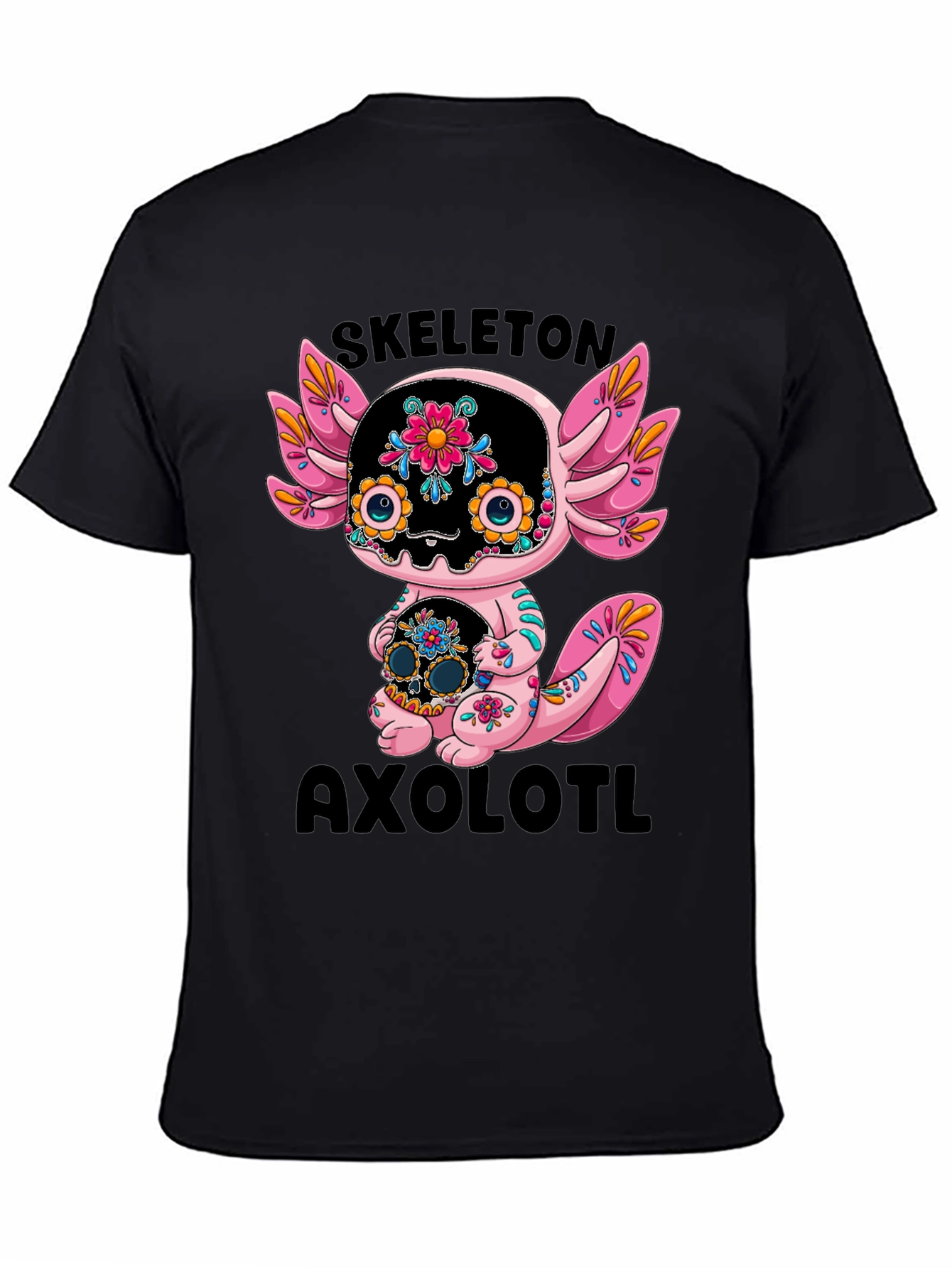 Skeleton Axolotl T-Shirt - Day of the Dead Style