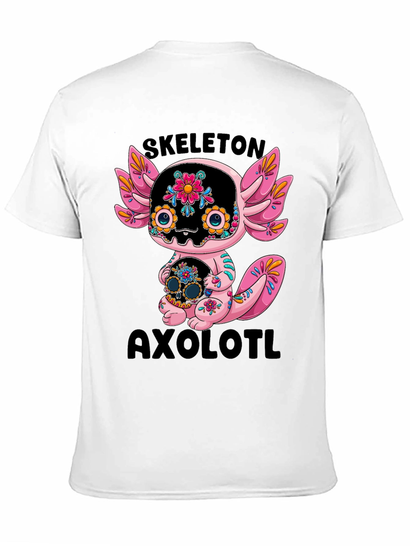 Skeleton Axolotl T-Shirt - Day of the Dead Style