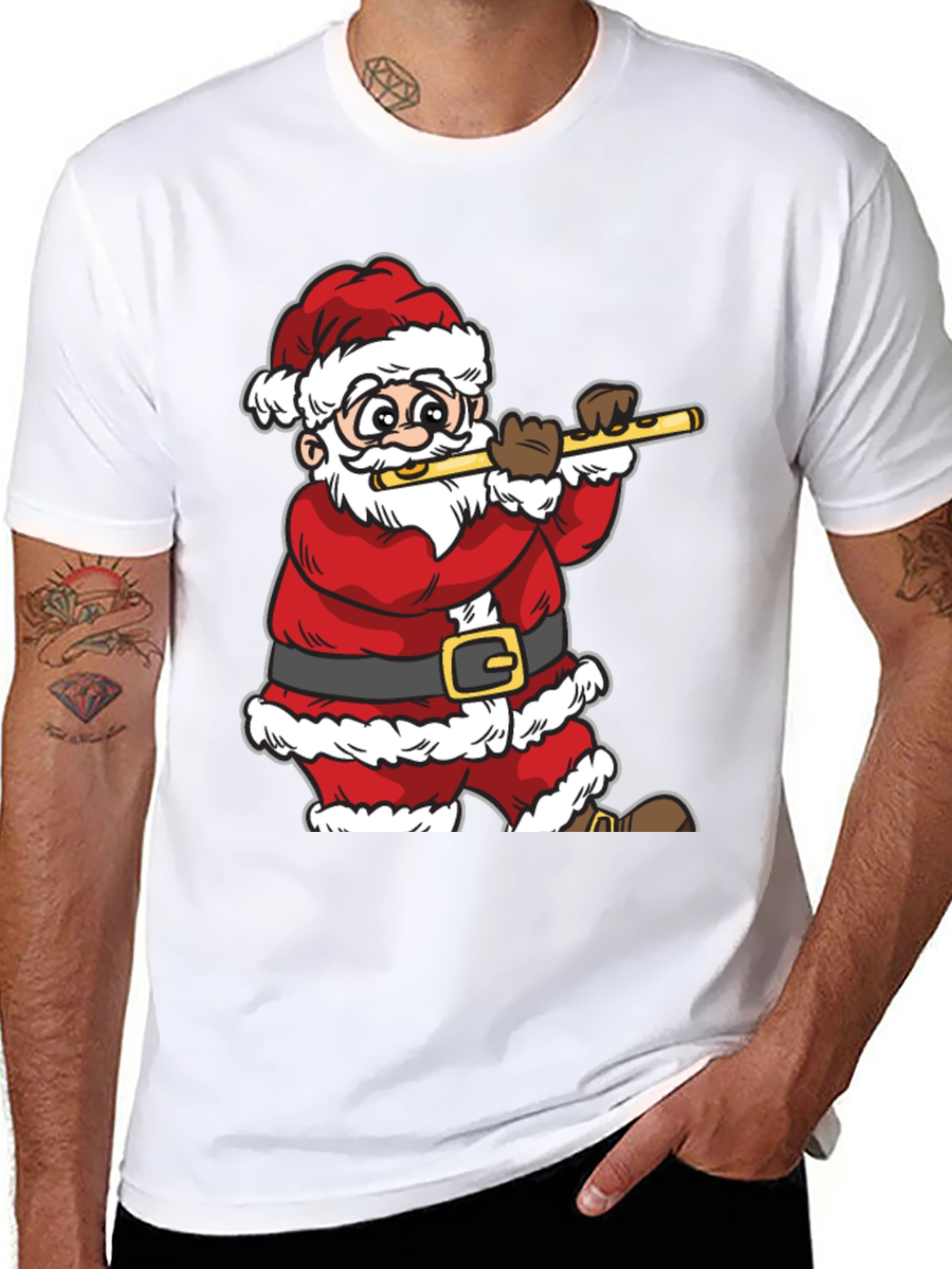 Santa Claus Playing Flute T-Shirt