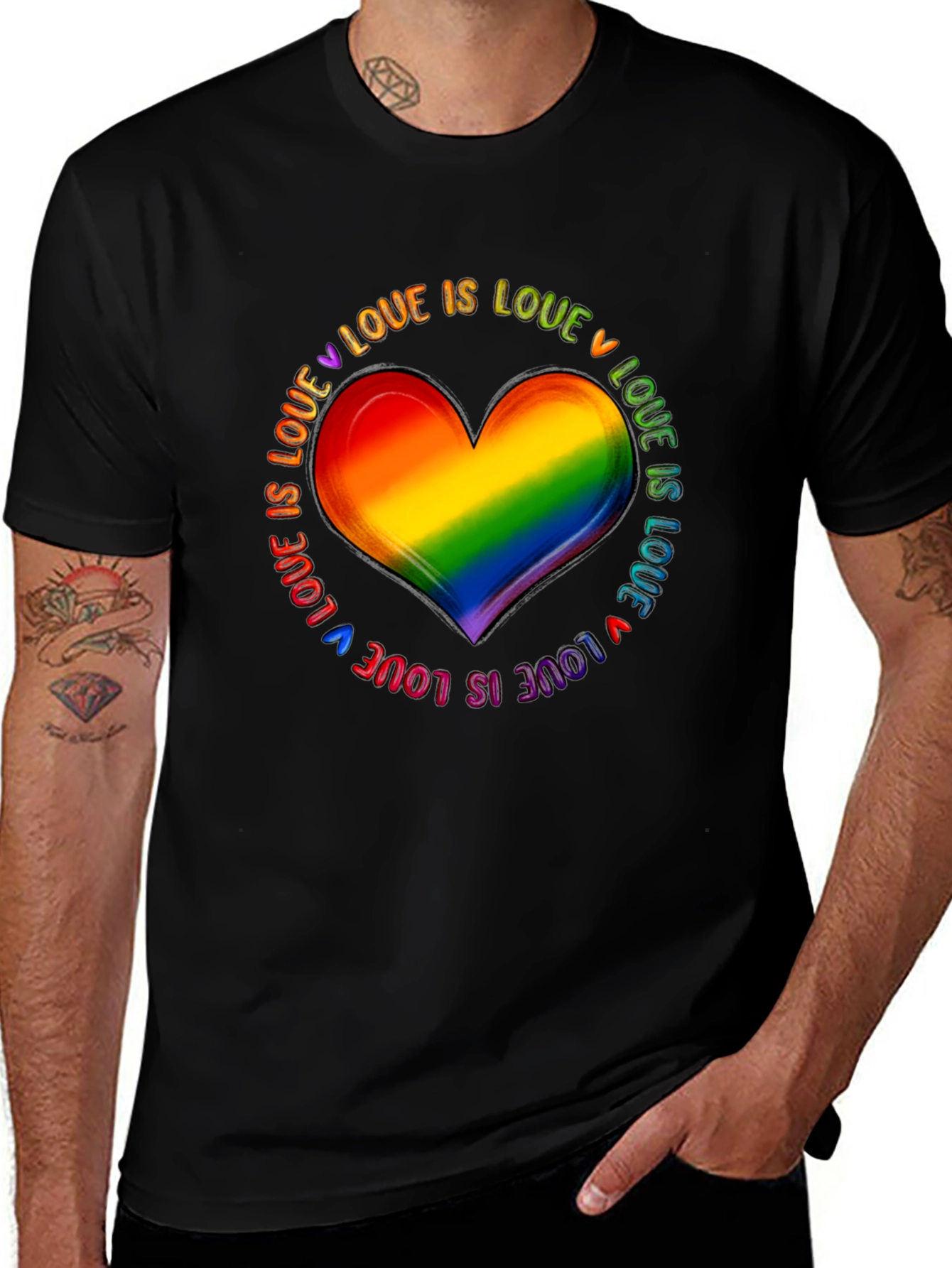 Rainbow Heart Love is Love Pride T-Shirt
