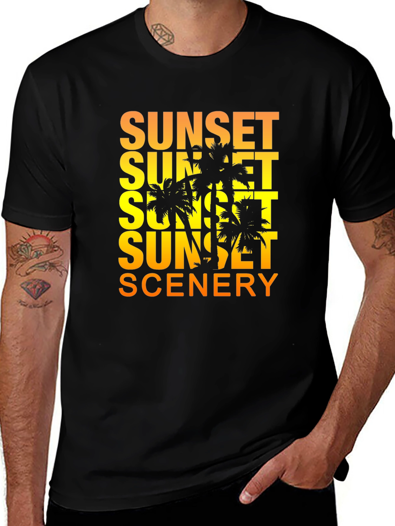 Sunset Scenery Graphic T-Shirt