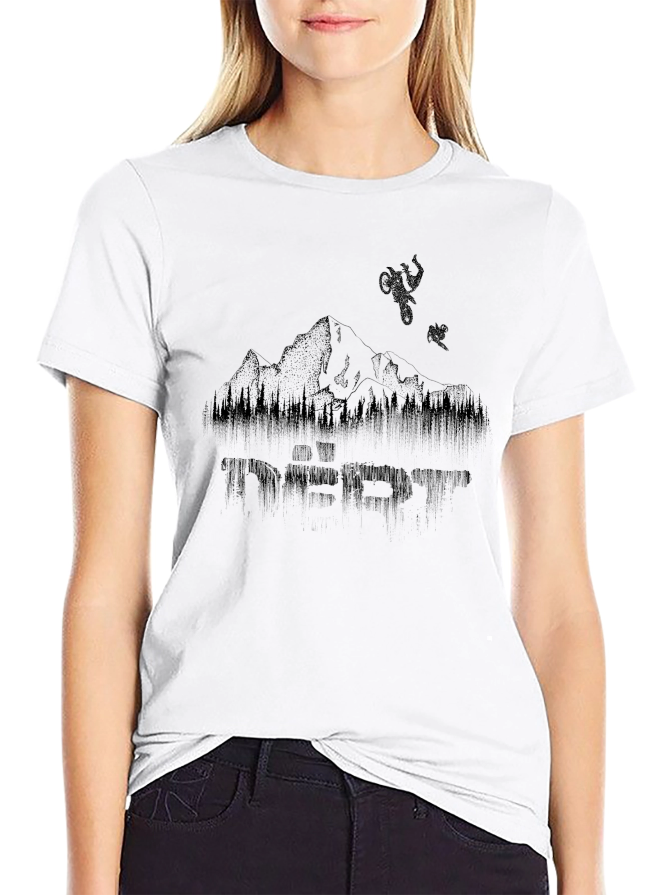Dirt Bike Mountain Graphic Tee - Black Cotton Shirt