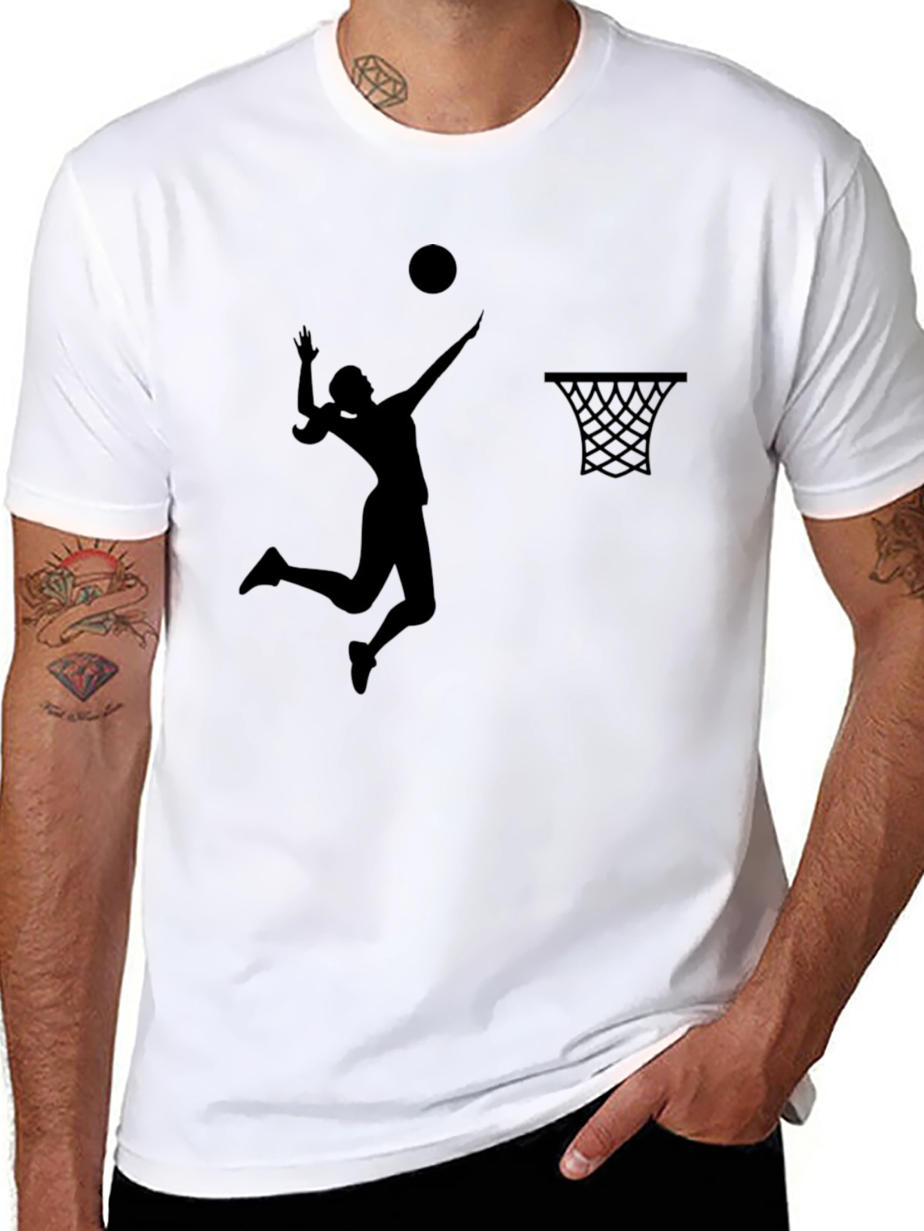 Basketball Silhouette Graphic Black T-Shirt