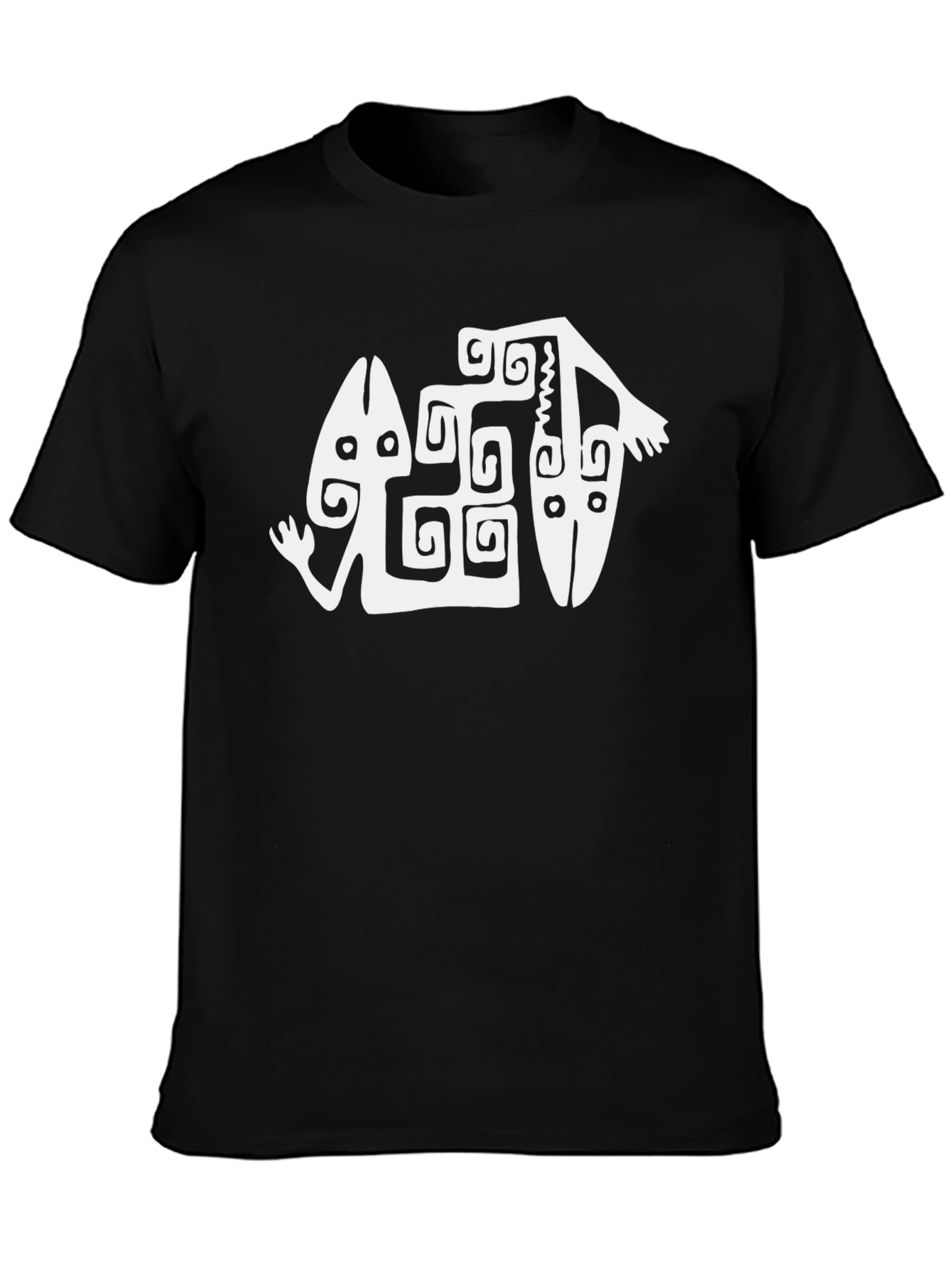 Tribal Art Graphic Tee - Black Cotton Blend