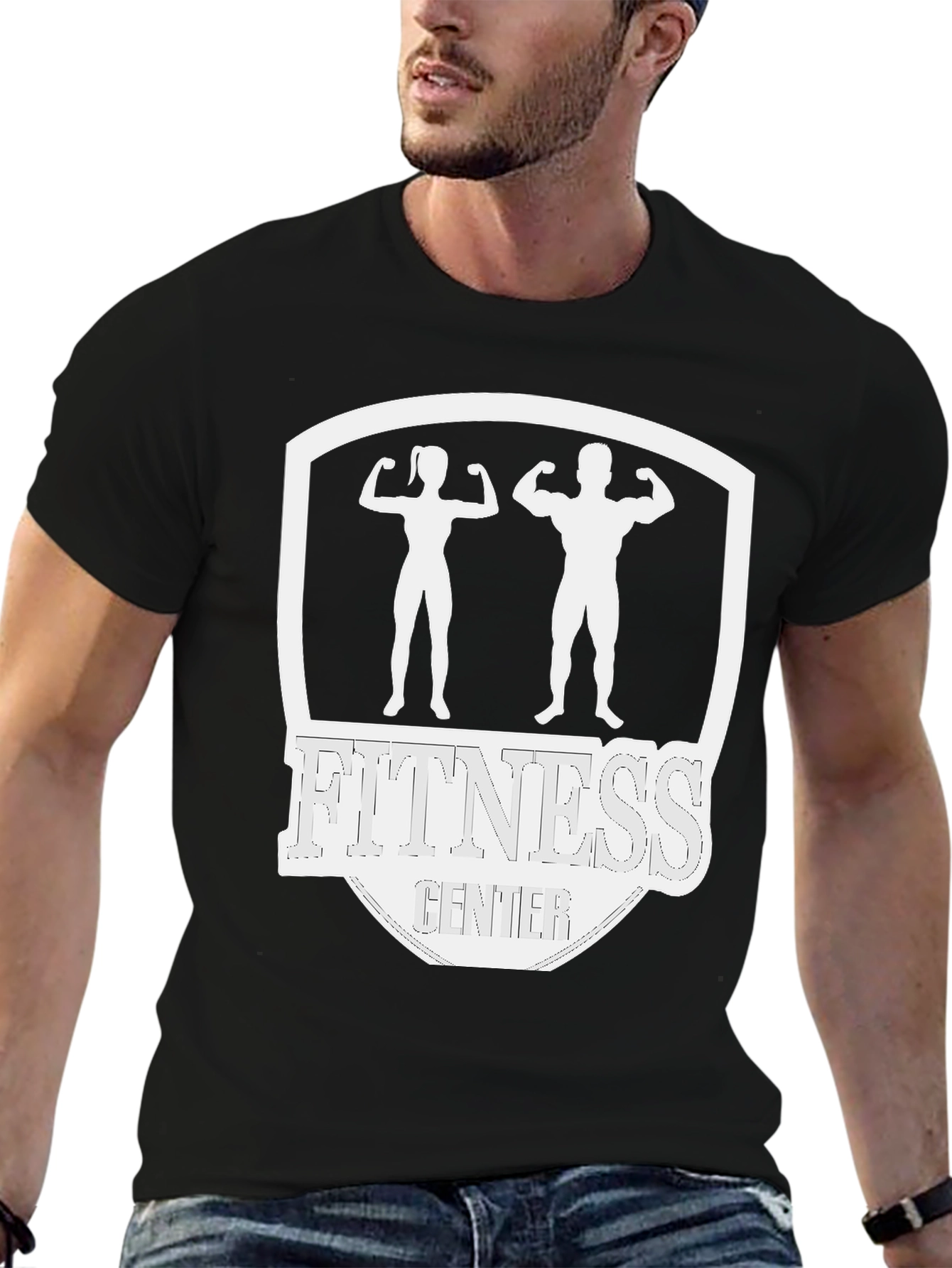 Fitness Center Graphic T-Shirt - Black Cotton Tee