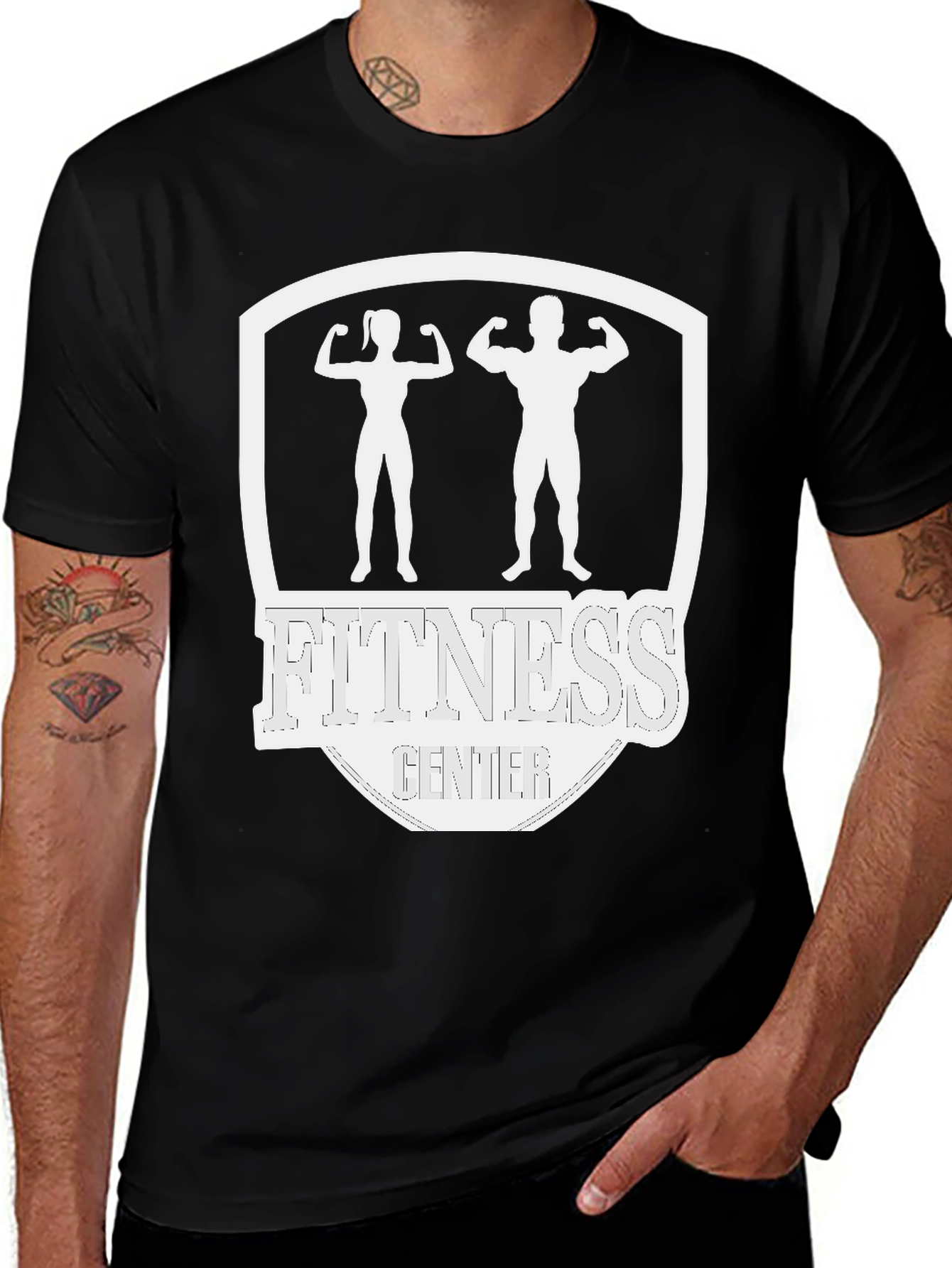 Fitness Center Graphic T-Shirt - Black Cotton Tee
