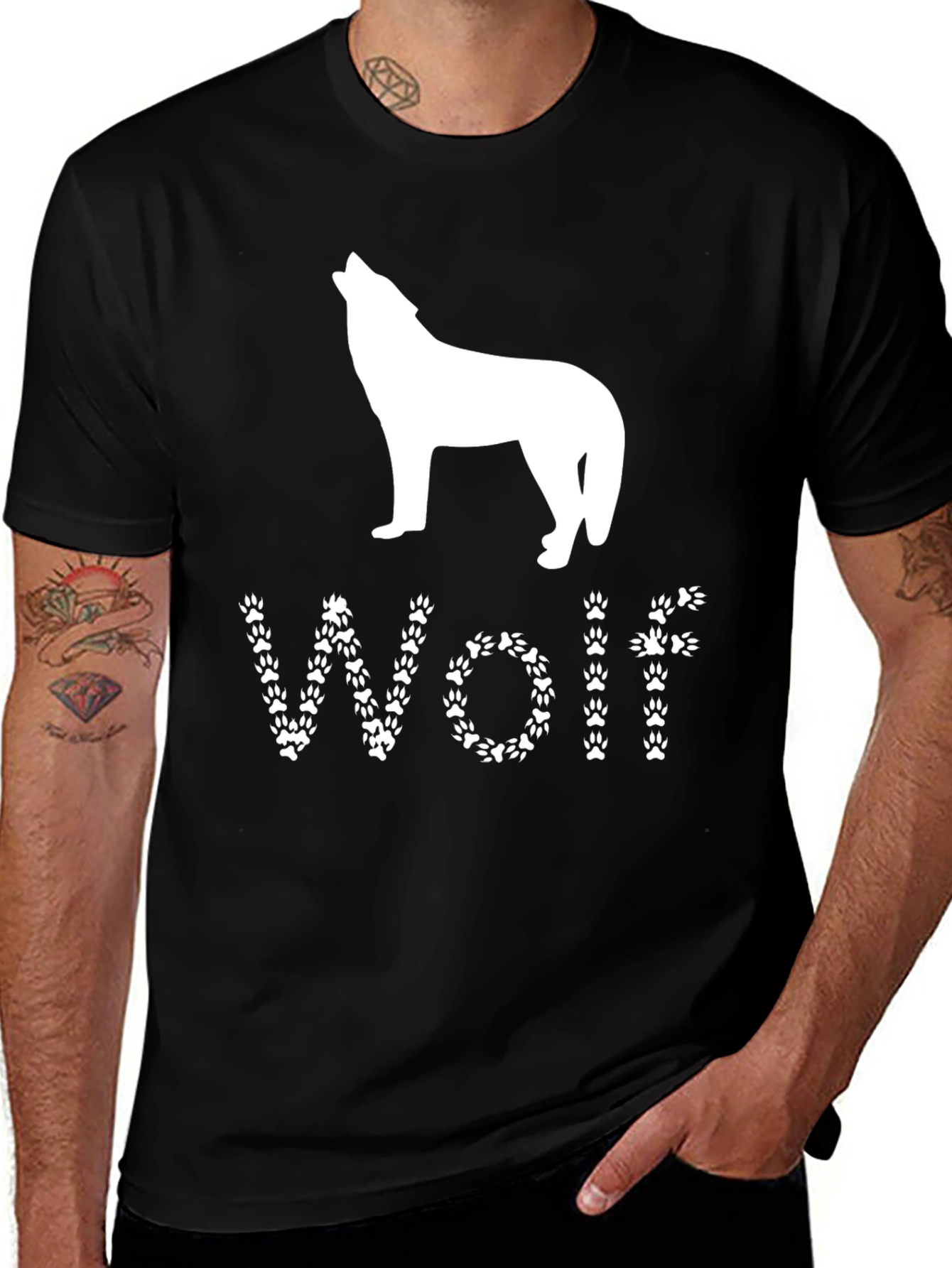 Wolf Silhouette Paw Print T-Shirt
