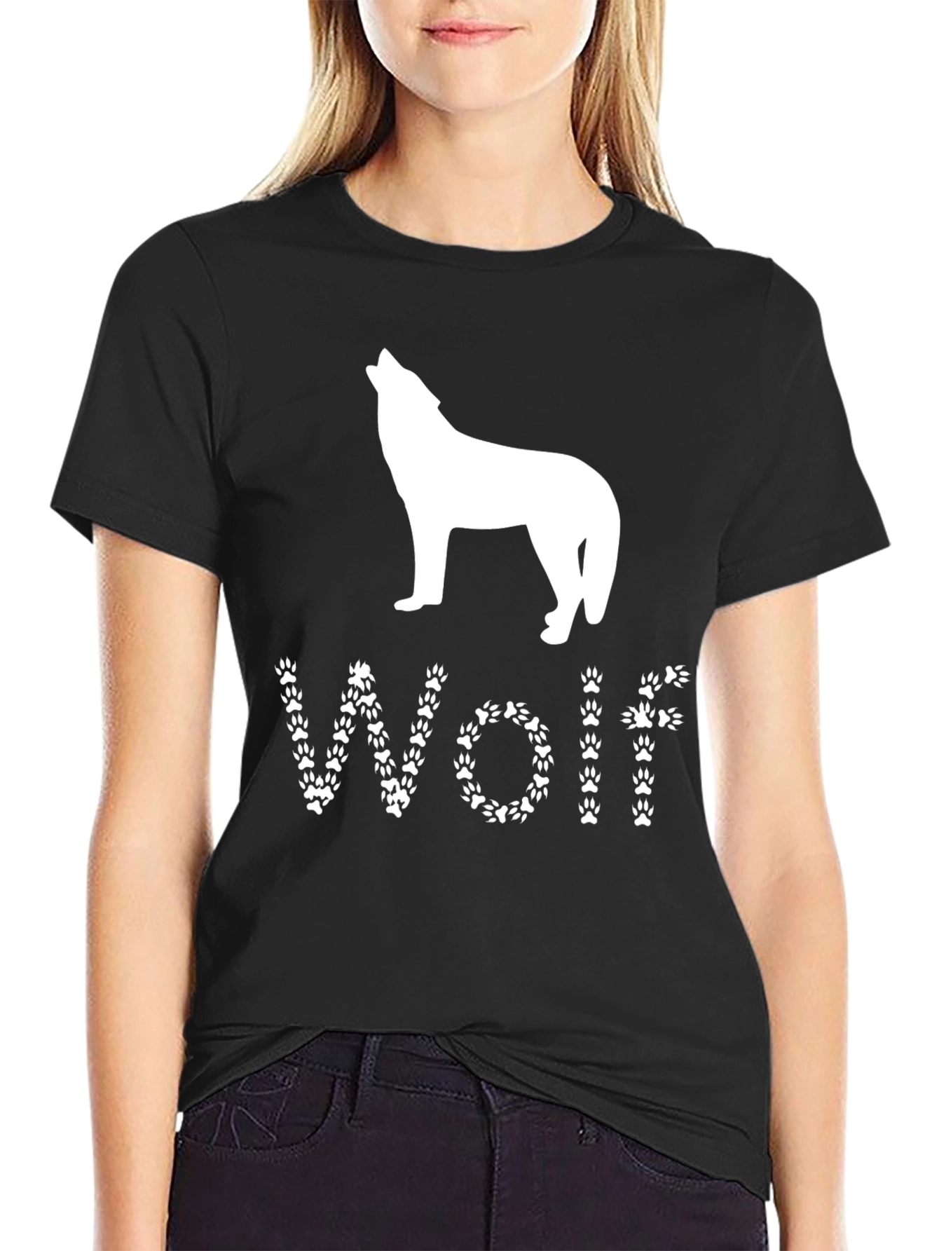 Wolf Silhouette Paw Print T-Shirt