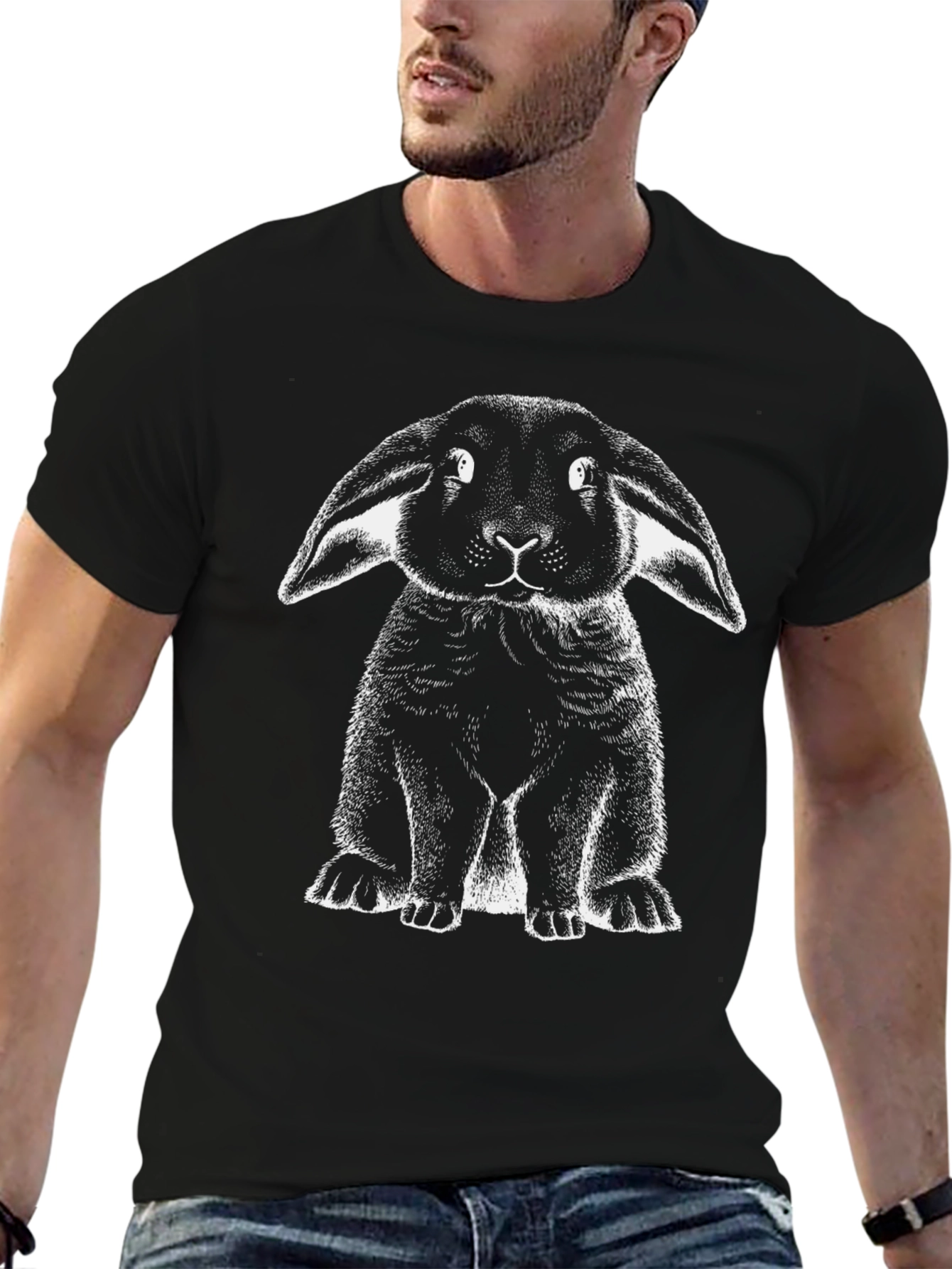 Black Rabbit Graphic Tee | Unique Bunny Design Shirt