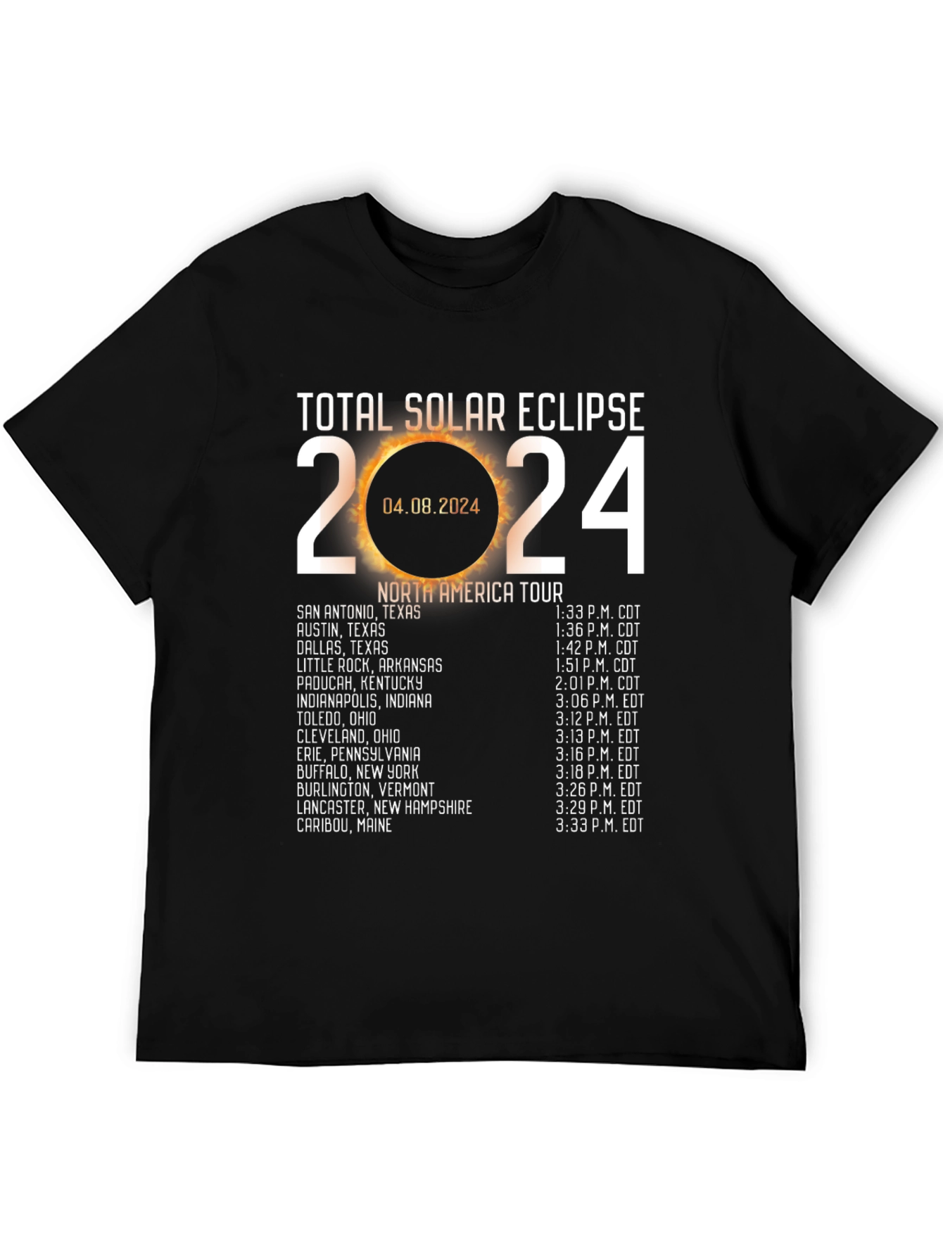 Total Solar Eclipse 2024 Tour T-Shirt