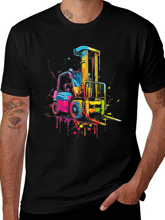 Forklift Graphic Tee - Colorful Construction Shirt