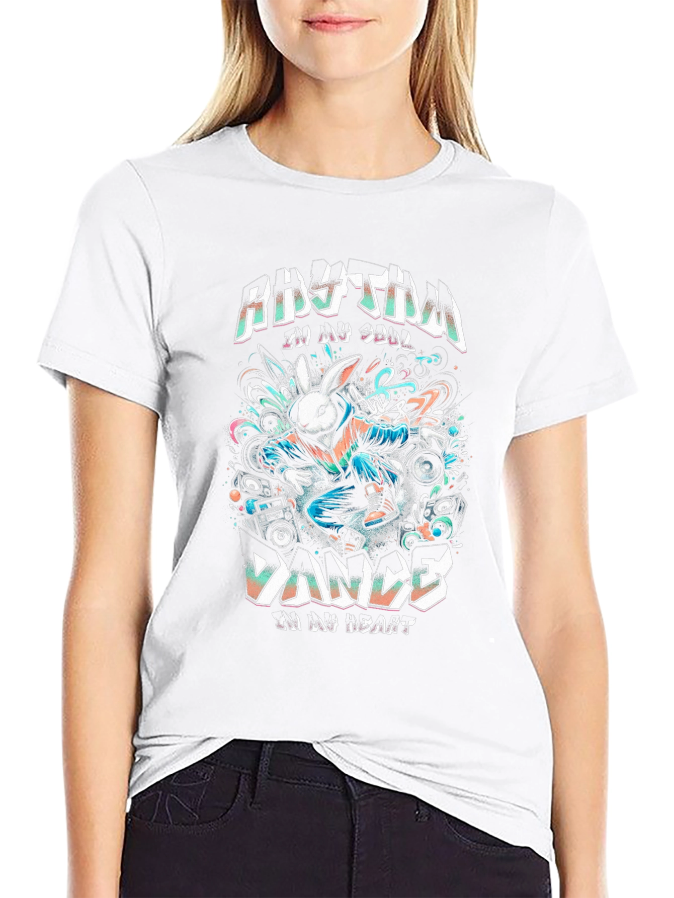 Rhythm Dance T-Shirt - Bunny DJ Graphic Tee