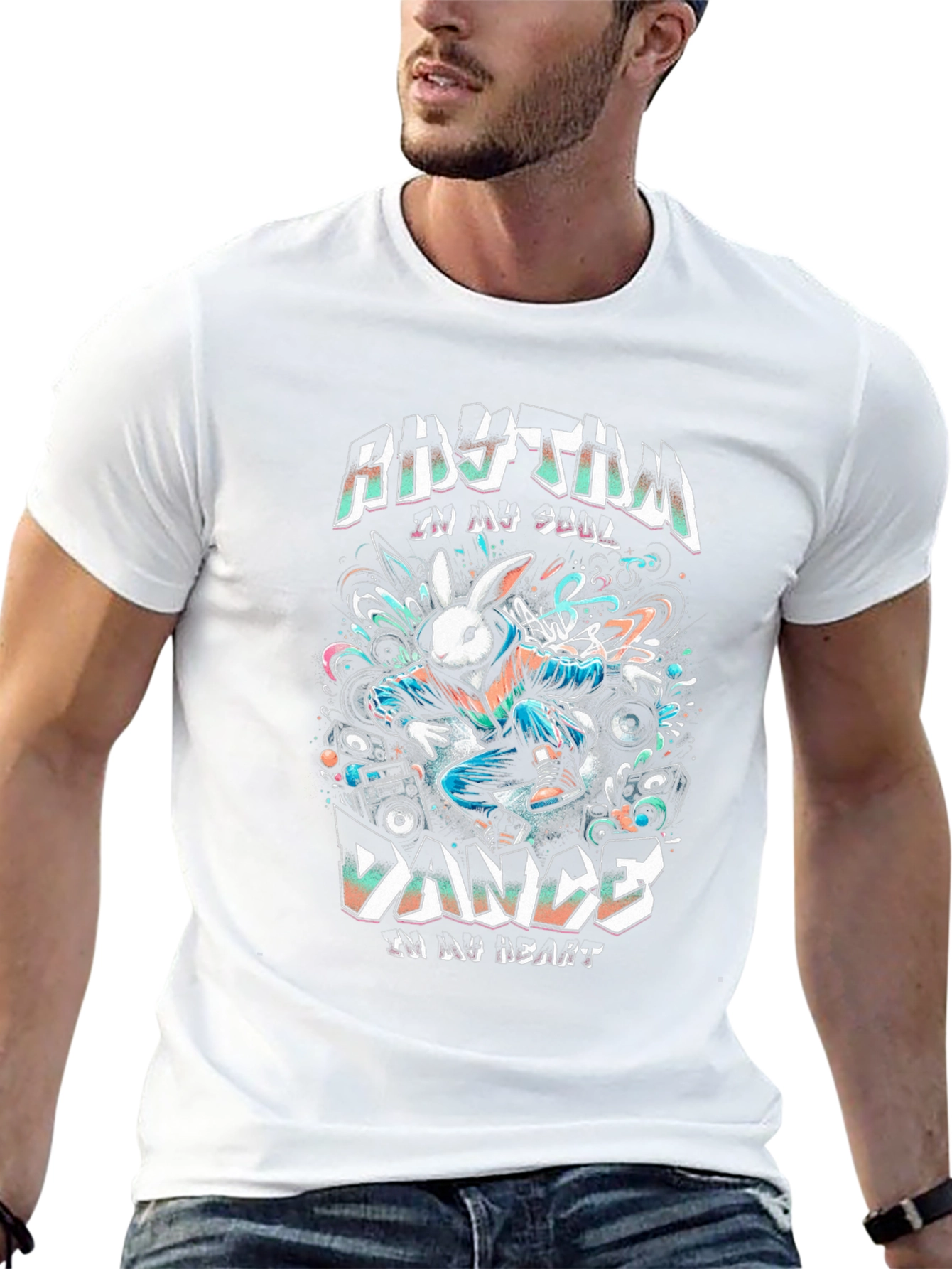 Rhythm Dance T-Shirt - Bunny DJ Graphic Tee