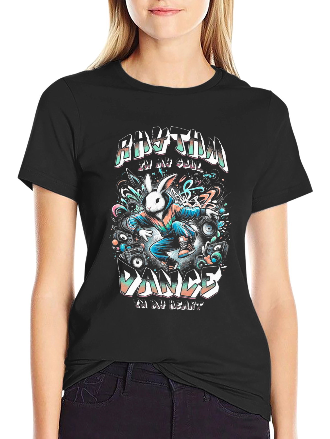 Rhythm Dance T-Shirt - Bunny DJ Graphic Tee