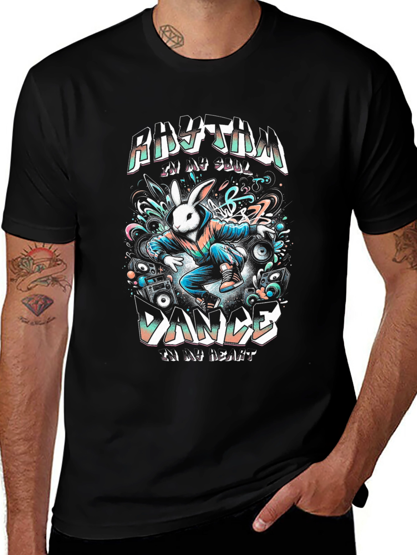 Rhythm Dance T-Shirt - Bunny DJ Graphic Tee
