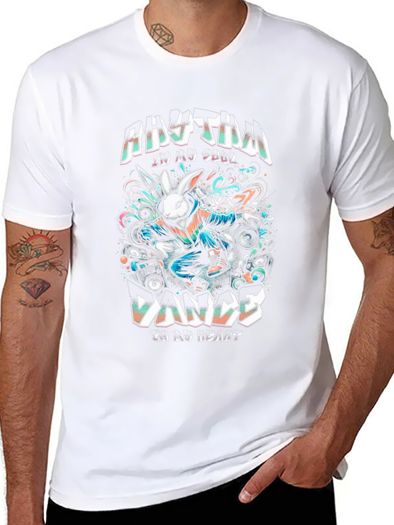 Rhythm Dance T-Shirt - Bunny DJ Graphic Tee
