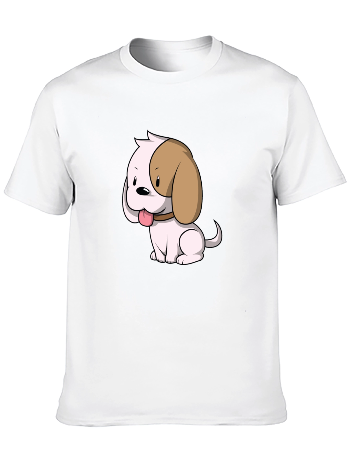 Cute Cartoon Puppy Dog Graphic T-Shirt - Black