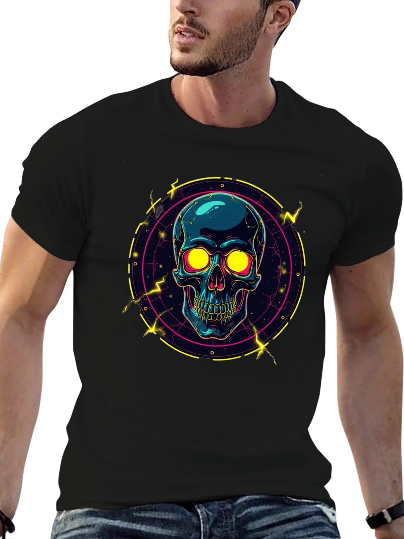 Neon Skull Graphic T-Shirt