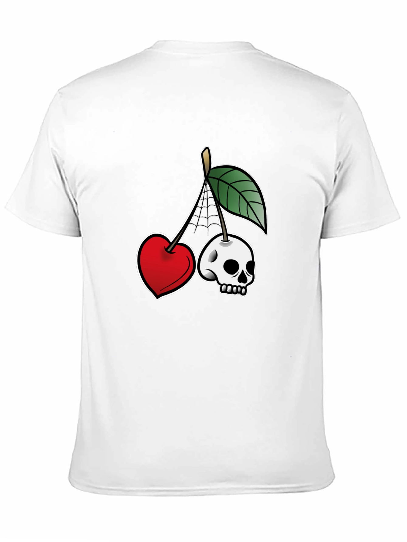 Unique Cherry Skull Graphic T-Shirt - Black