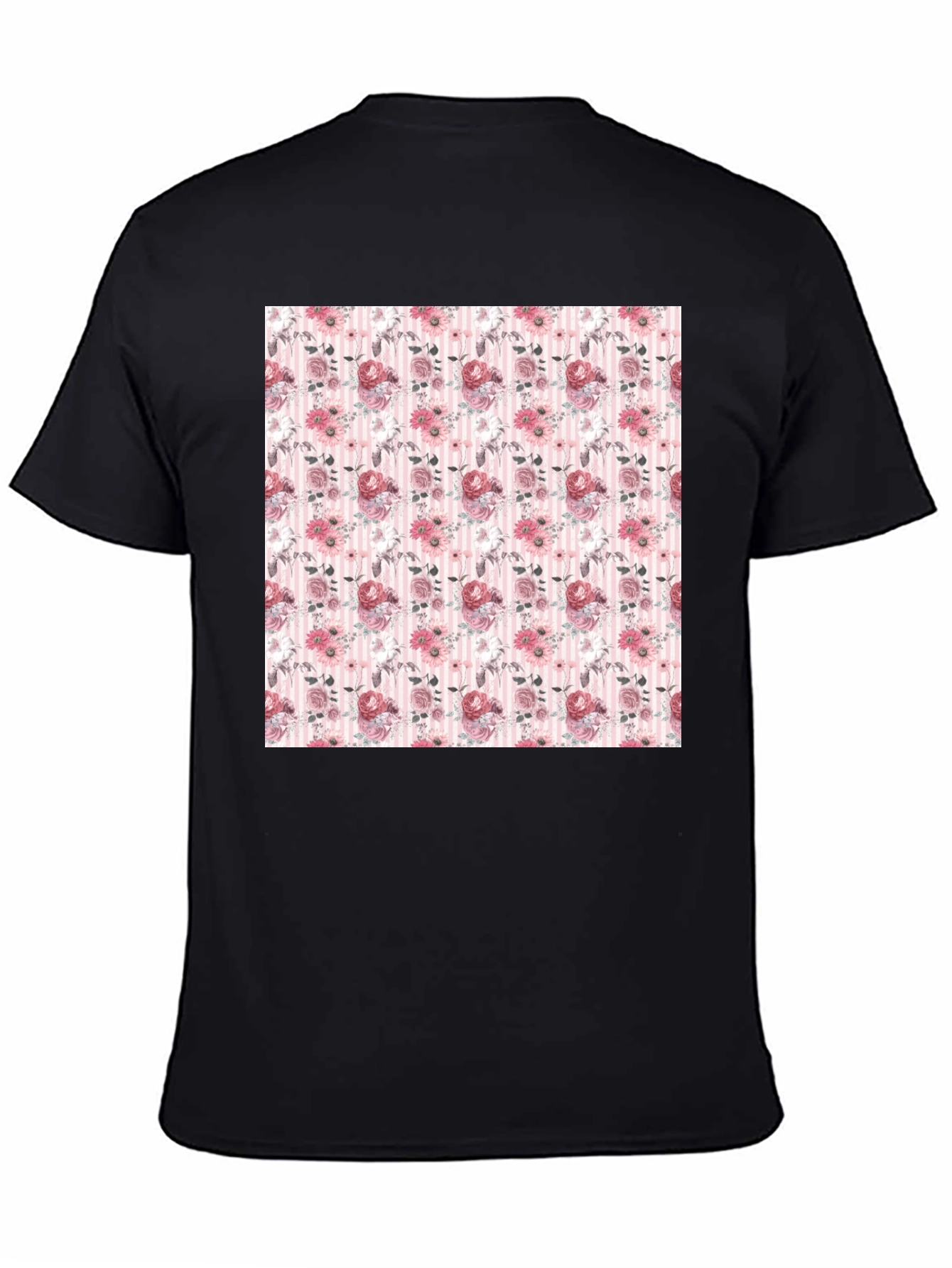 Floral Pattern Black T-Shirt