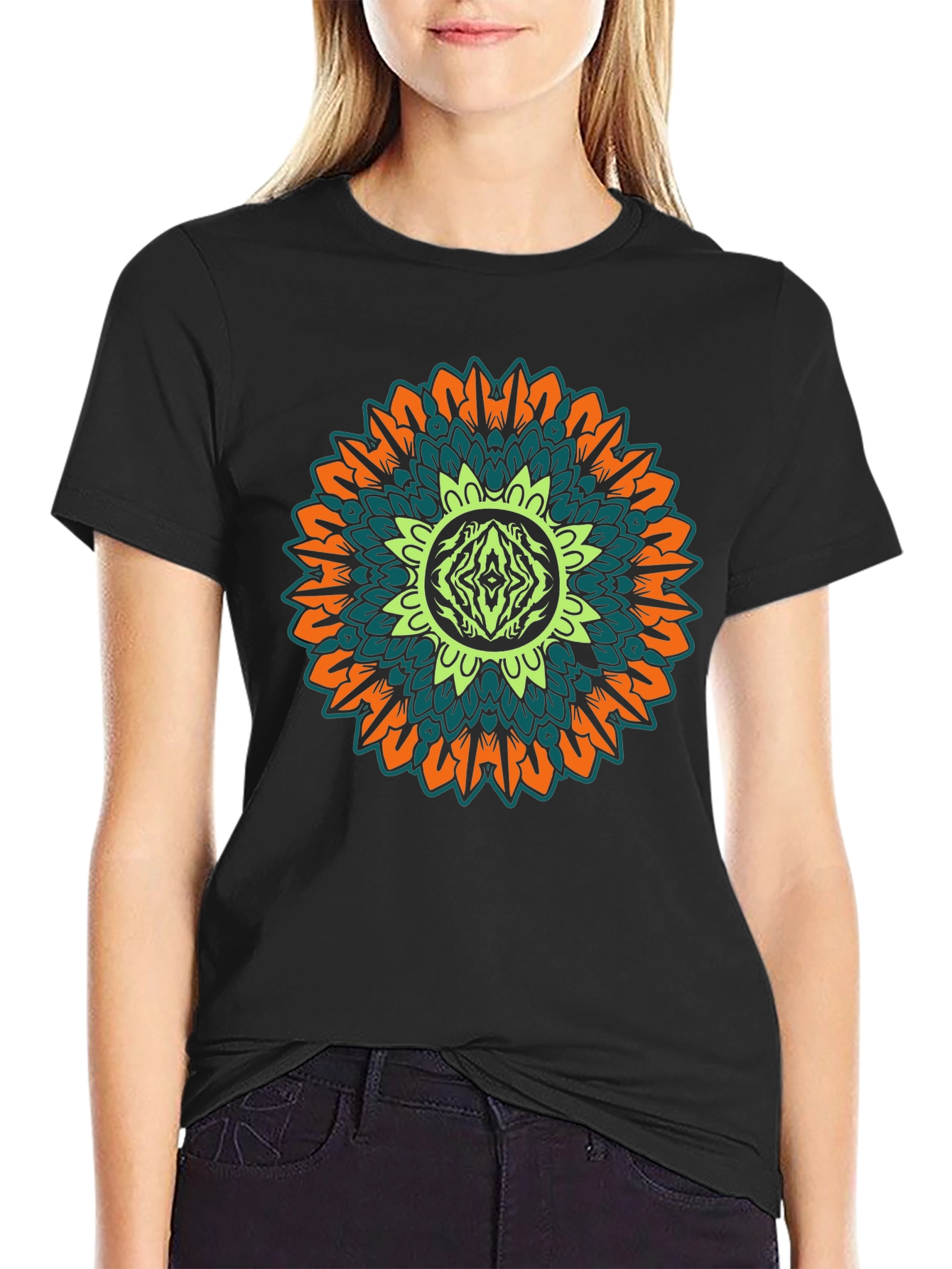 Mandala Graphic Print Black T-Shirt