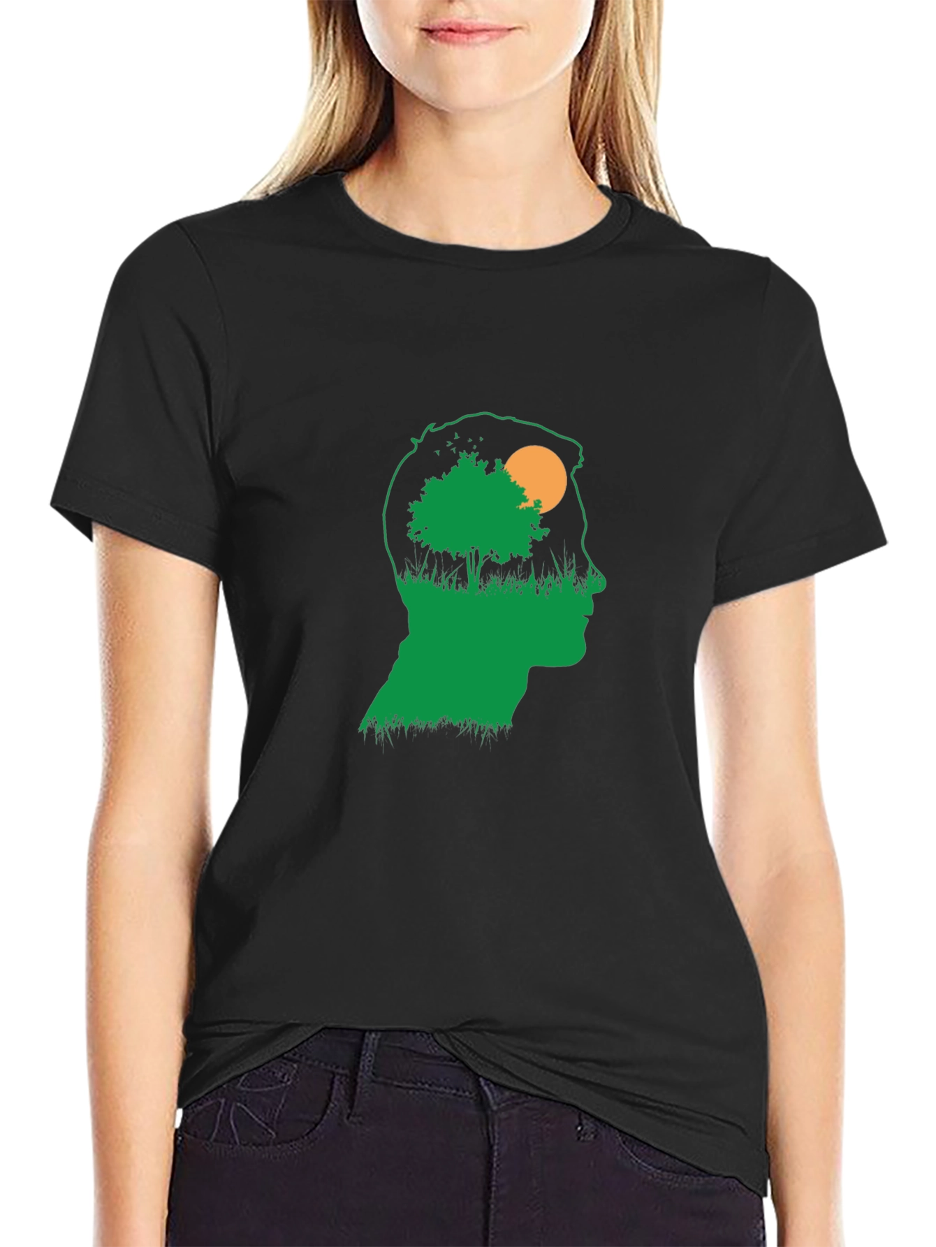 Nature Silhouette Graphic T-Shirt - Black