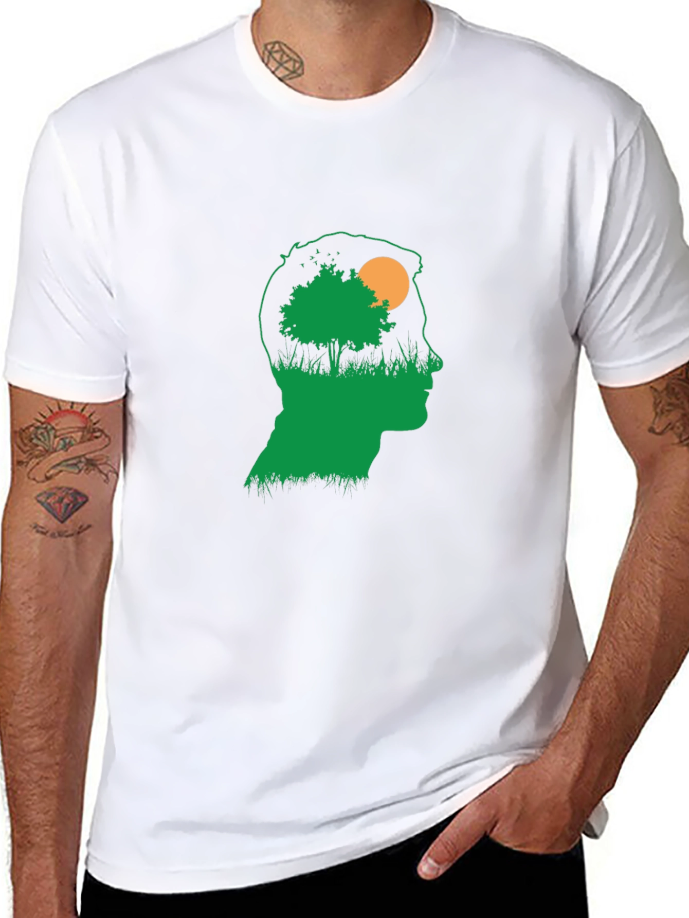 Nature Silhouette Graphic T-Shirt - Black