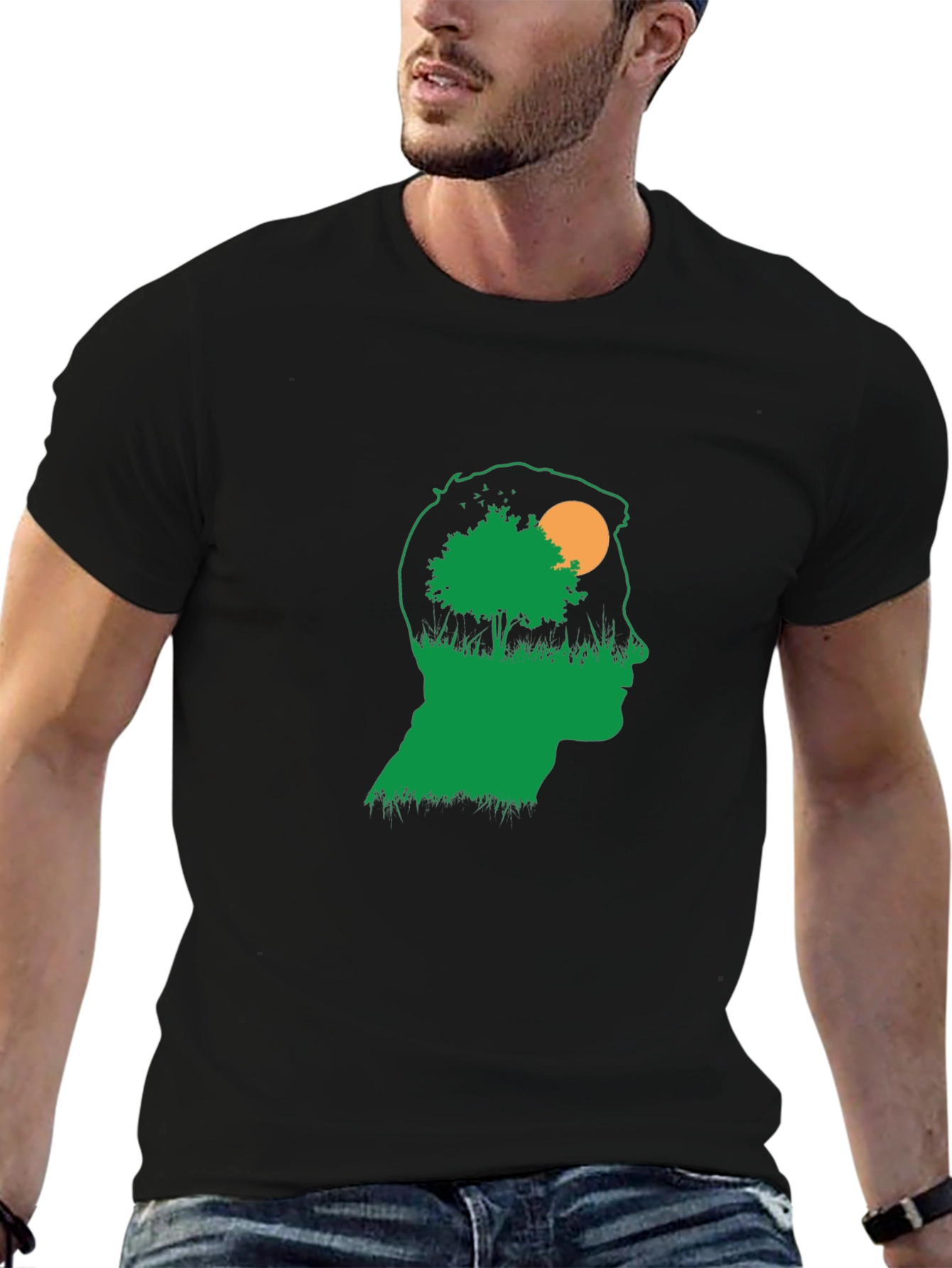 Nature Silhouette Graphic T-Shirt - Black
